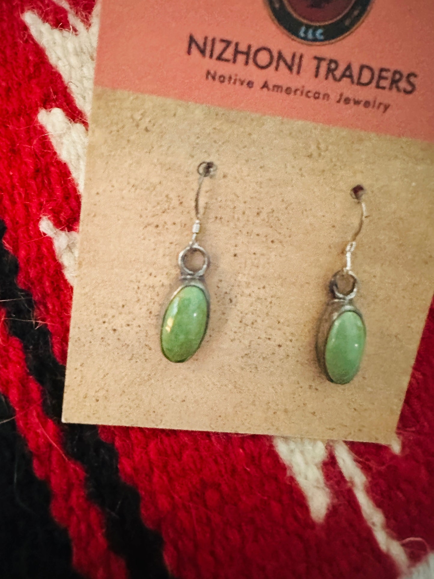 Green Turquoise And Sterling Silver Dangle Earrings