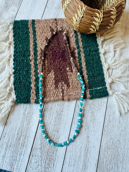 Handcrafted Turquoise, Spiny & Heishi 18” Beaded Necklace