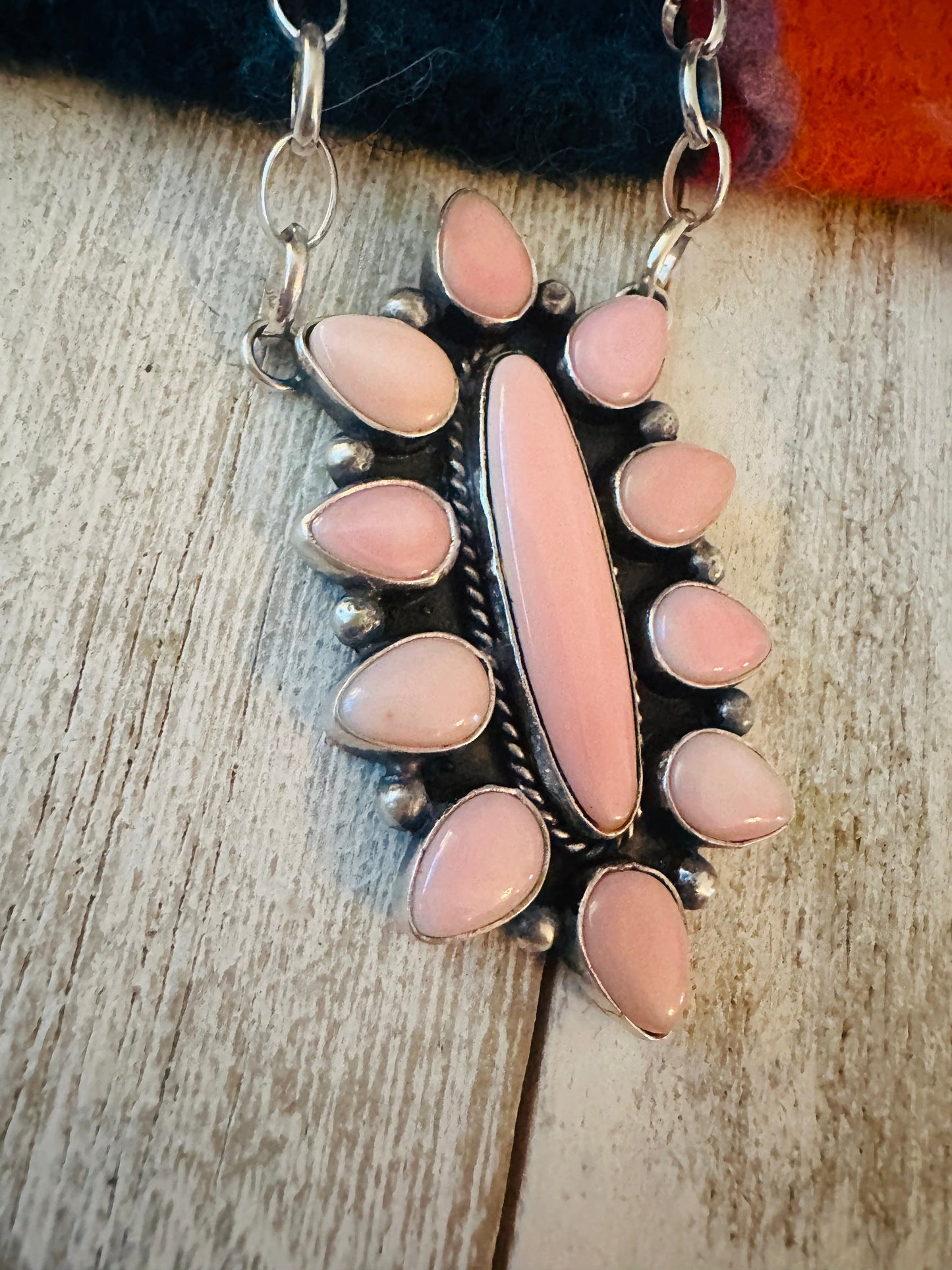 Handcrafted Sterling Silver & Queen Pink Conch Necklace