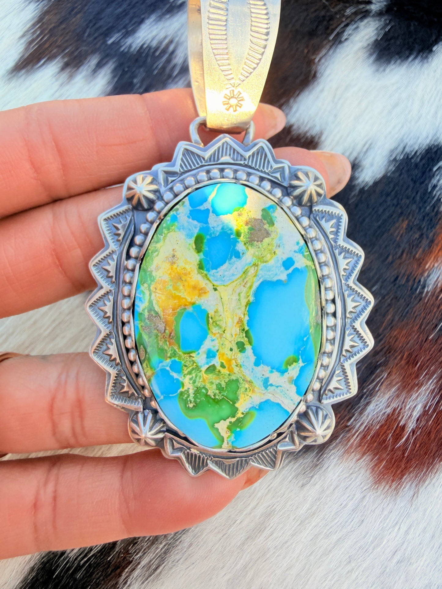 Handcrafted Sterling Silver and Sonoran Mountain Turquoise Pendant by Randy Boyd
