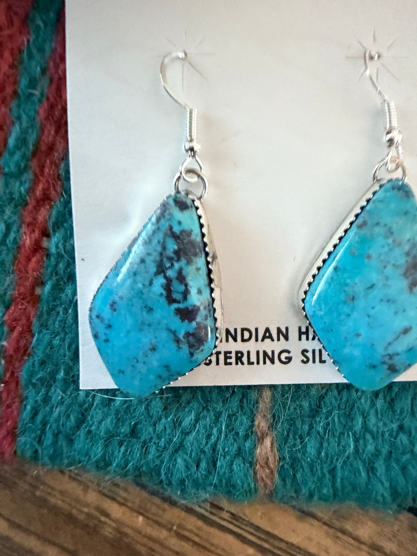 Handcrafted Kingman Turquoise & Sterling Silver Dangle Earrings
