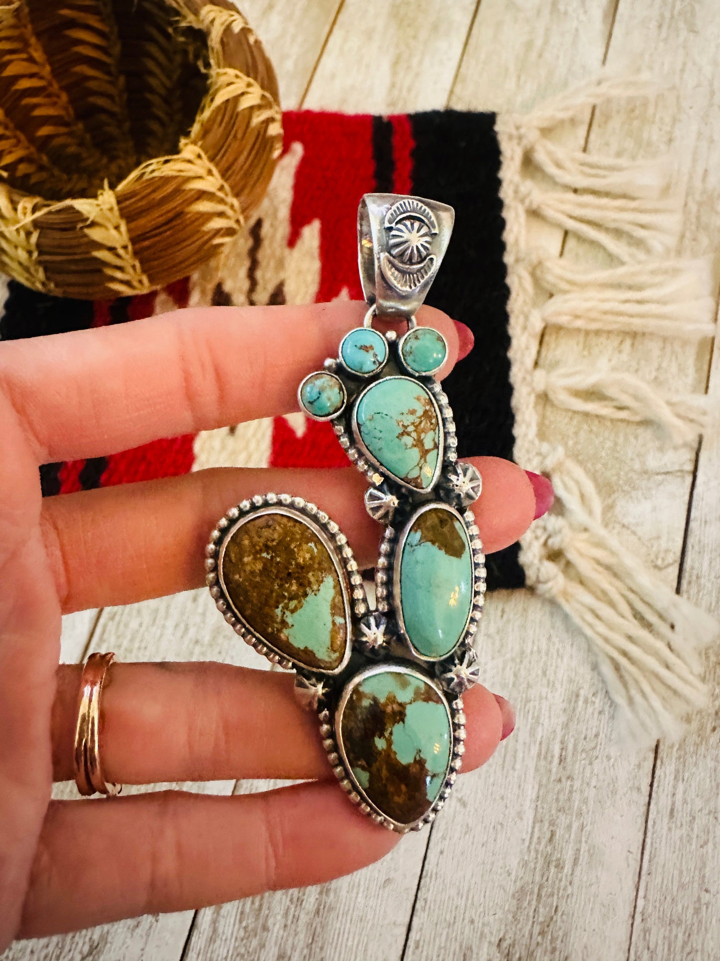 Handcrafted Sterling Silver & Turquoise Cactus Pendant