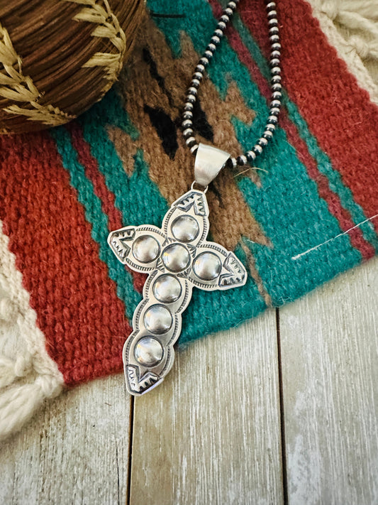 Handcrafted Sterling Silver Cross Pendant by Benson Shorty