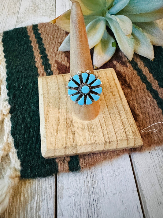 Handcrafted Turquoise & Sterling Silver Cluster Ring