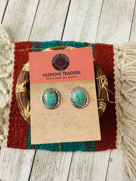 Handcrafted Turquoise & Sterling Silver Post Earrings