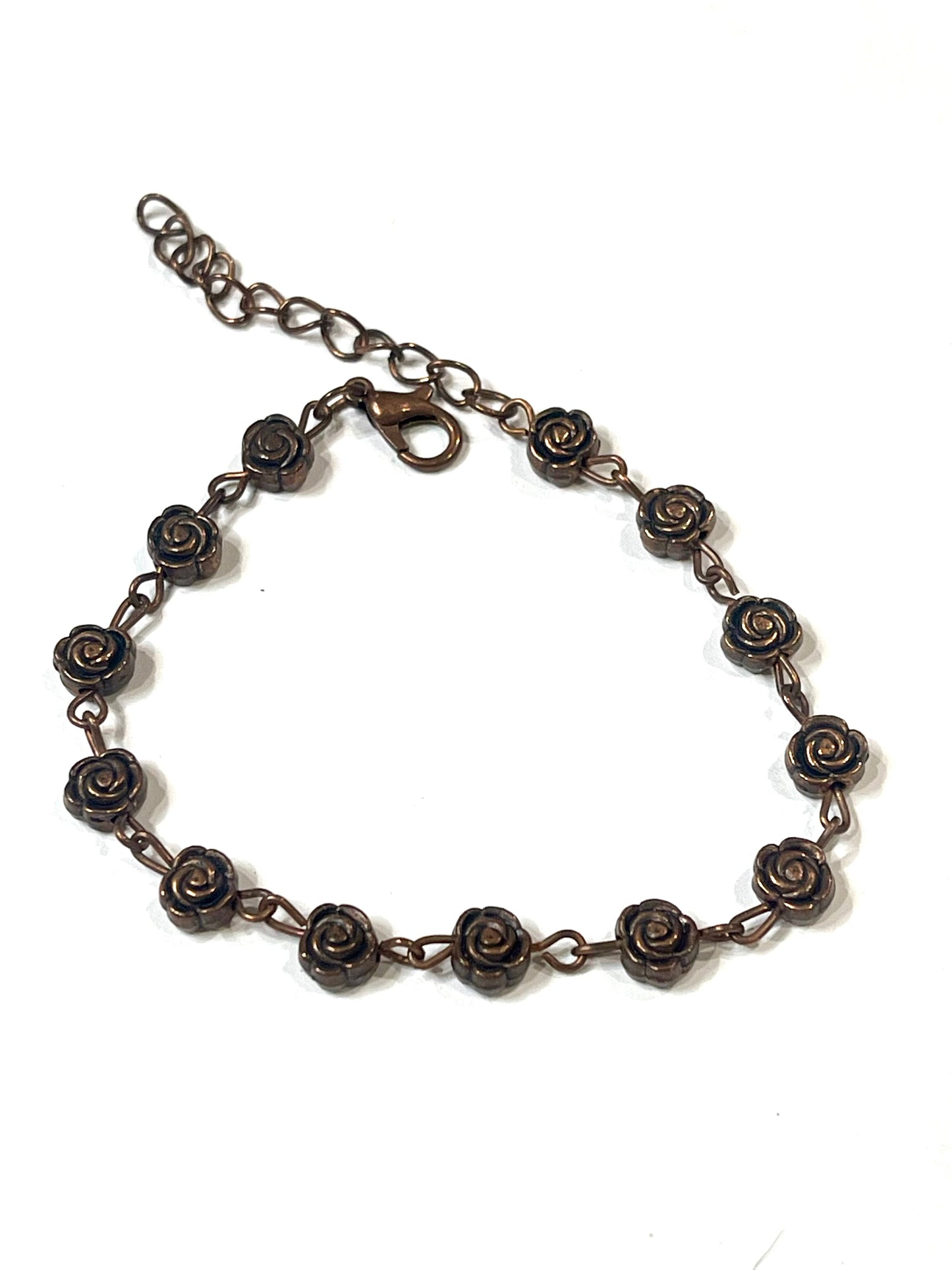 Vintage Handmade Copper Link Rose Bracelet