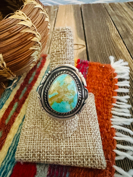 Handcrafted Sterling Silver & Turquoise Adjustable Ring