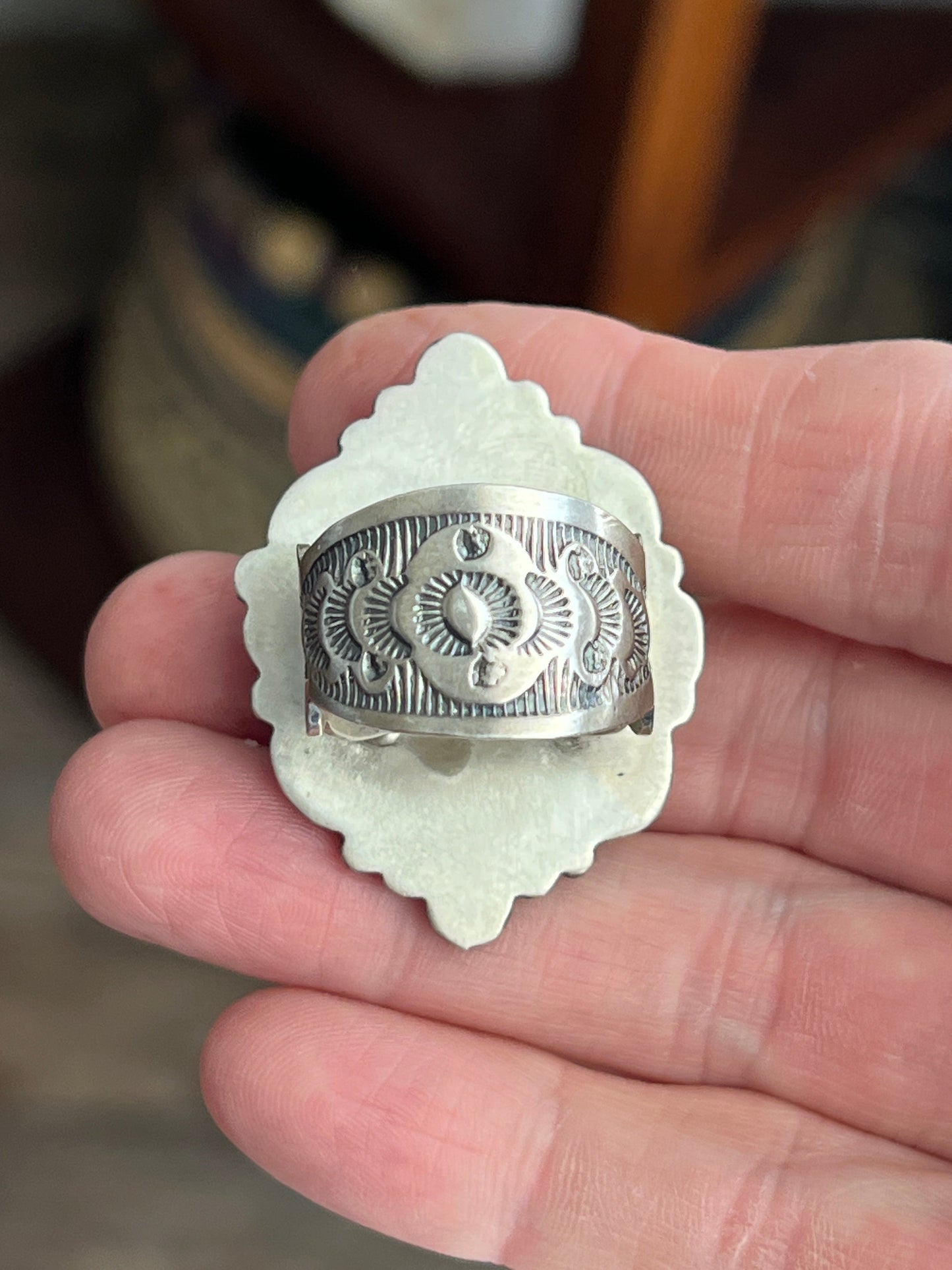 Handcrafted Sterling Silver and Natural Kingman Web Ring by Boyd Ashley, Size 8