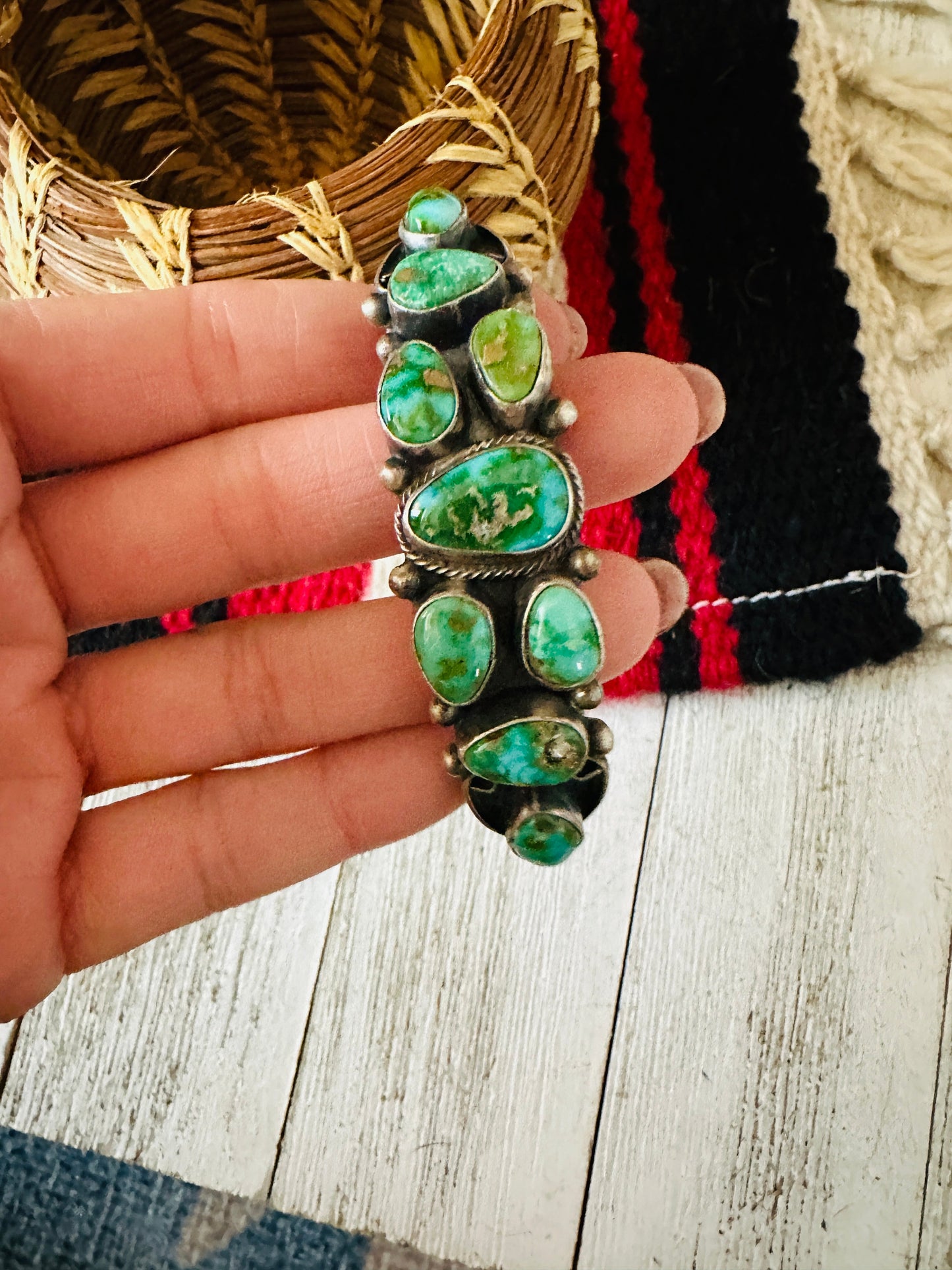 Handcrafted Sonoran Mountain Turquoise & Sterling Silver Cuff Bracelet