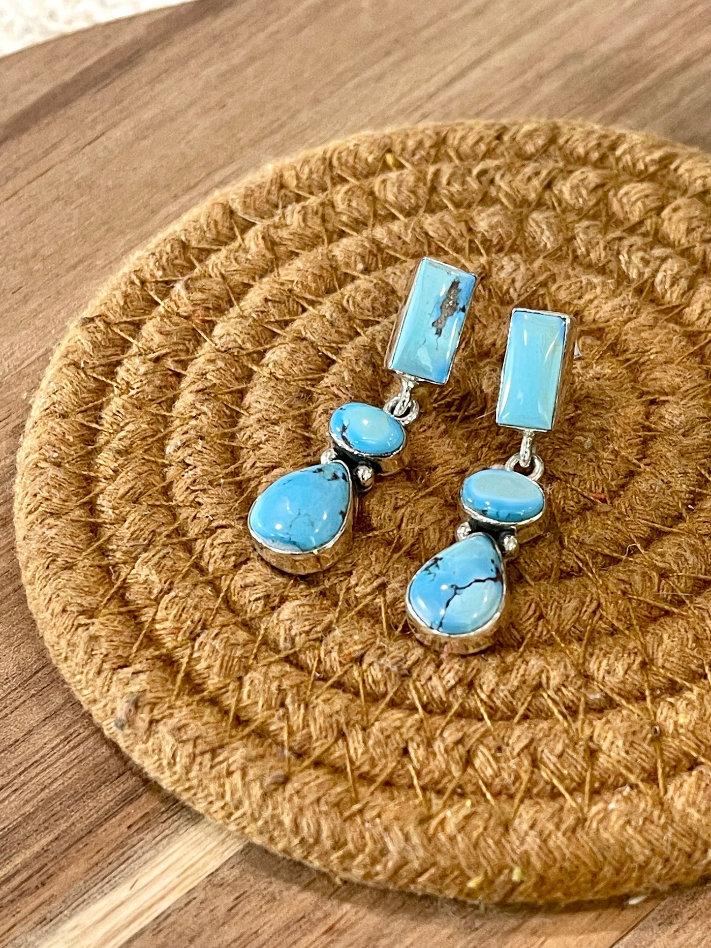 Handcrafted Sterling Silver & Golden Hills Post Dangle Earrings