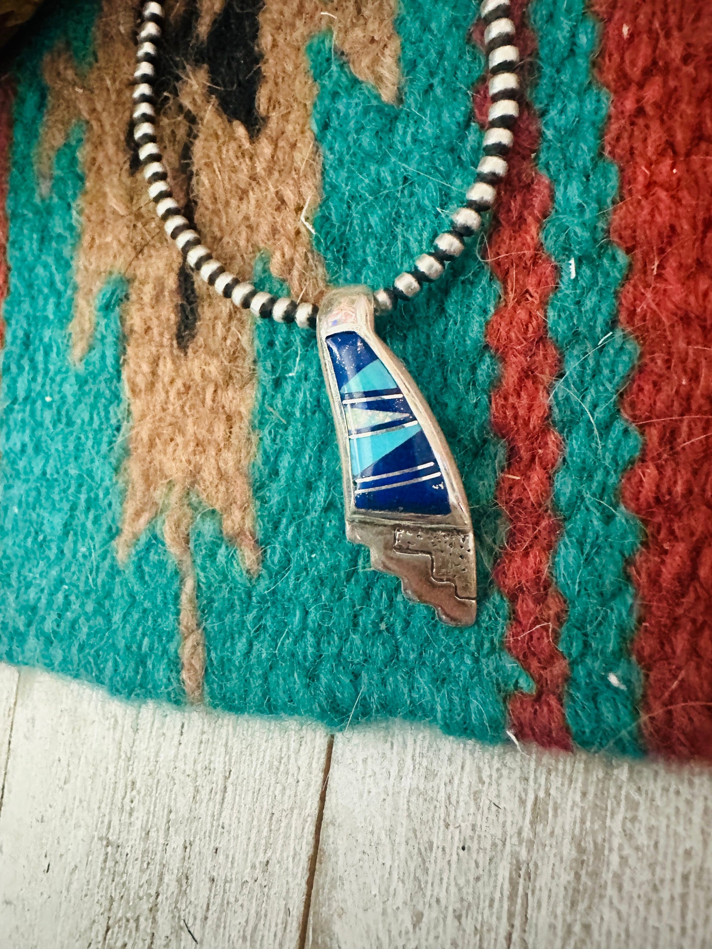 Handcrafted Multi Stone & Sterling Silver Inlay Pendant