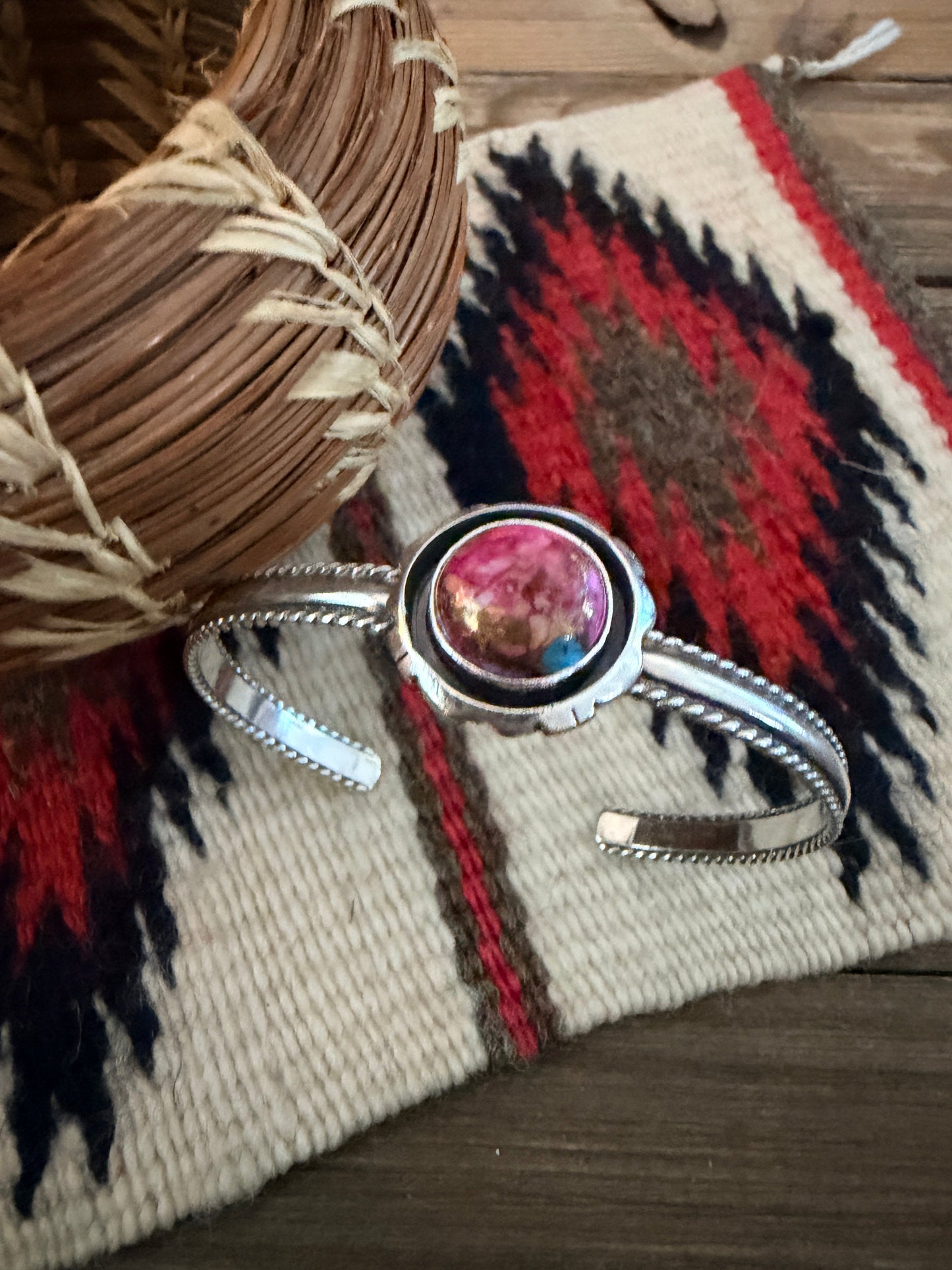 Handcrafted Pink Dream Mojave & Sterling Silver Cuff Bracelet