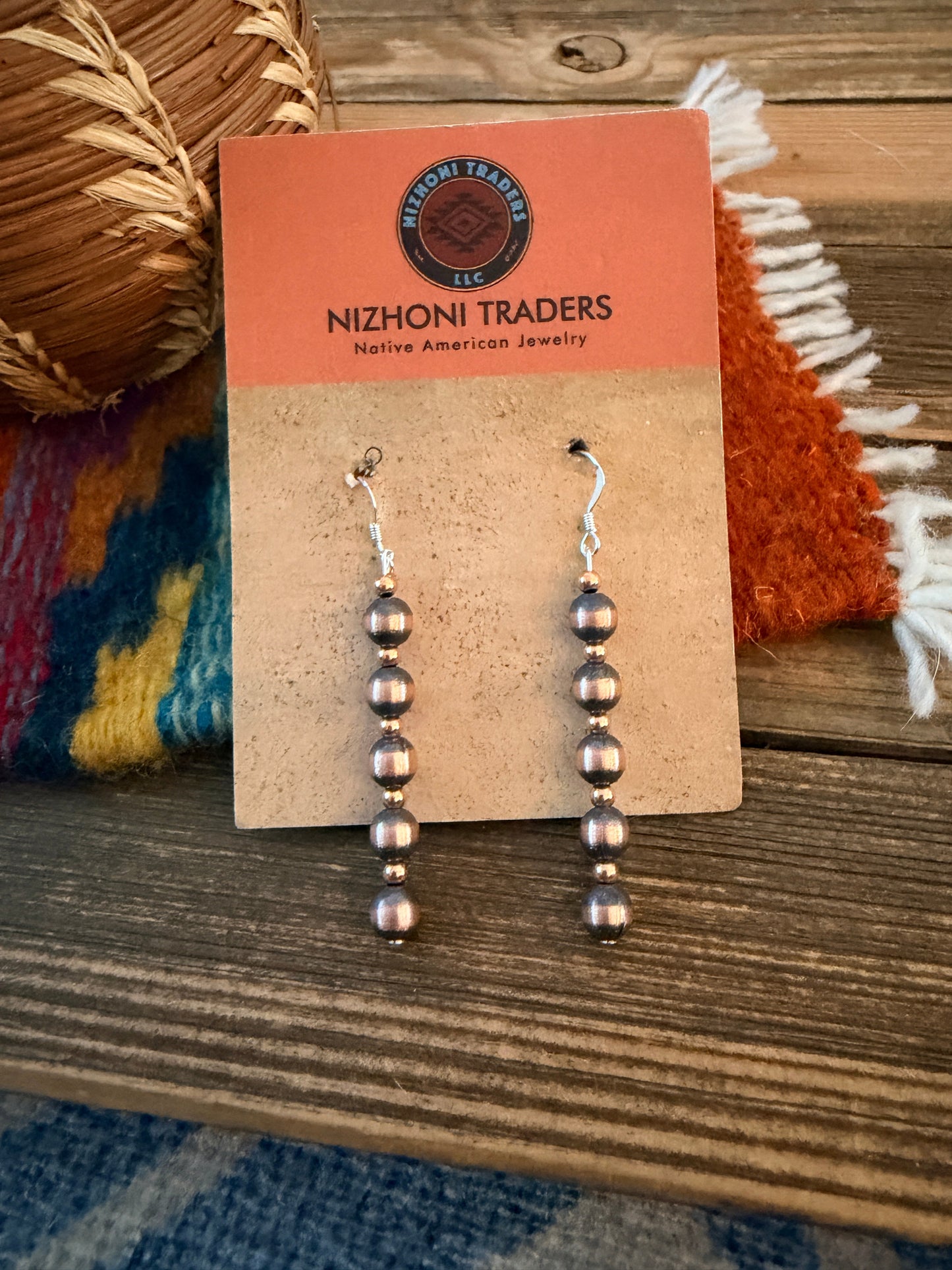 Handcrafted Copper Beaded Dangle Earrings