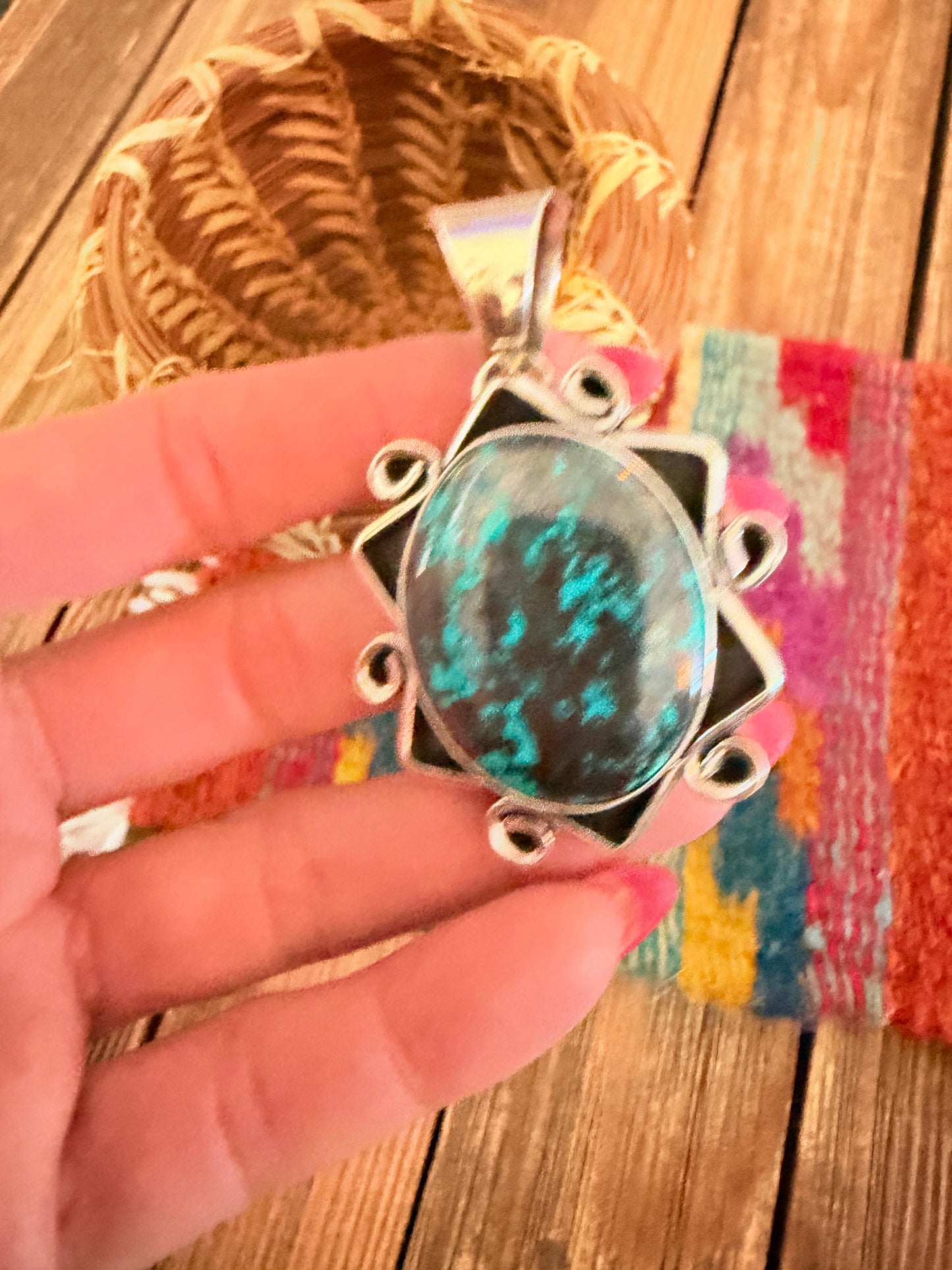 Handcrafted Sterling Silver & Turquoise Pendant