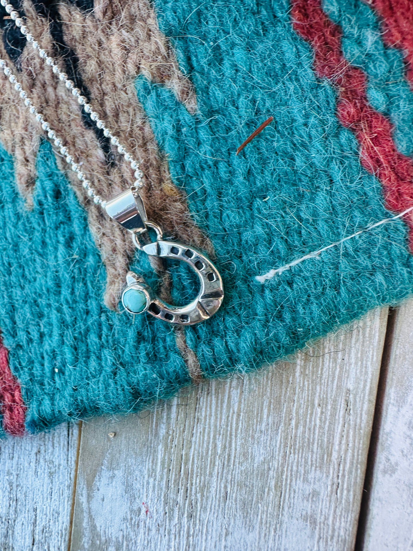 Handcrafted Sterling Silver and Turquoise Horseshoe Mini Pendant