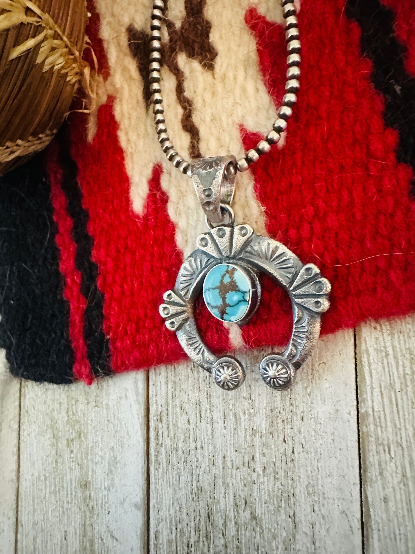 Handcrafted Sterling Silver & Turquoise Naja Pendant by Kevin Billah