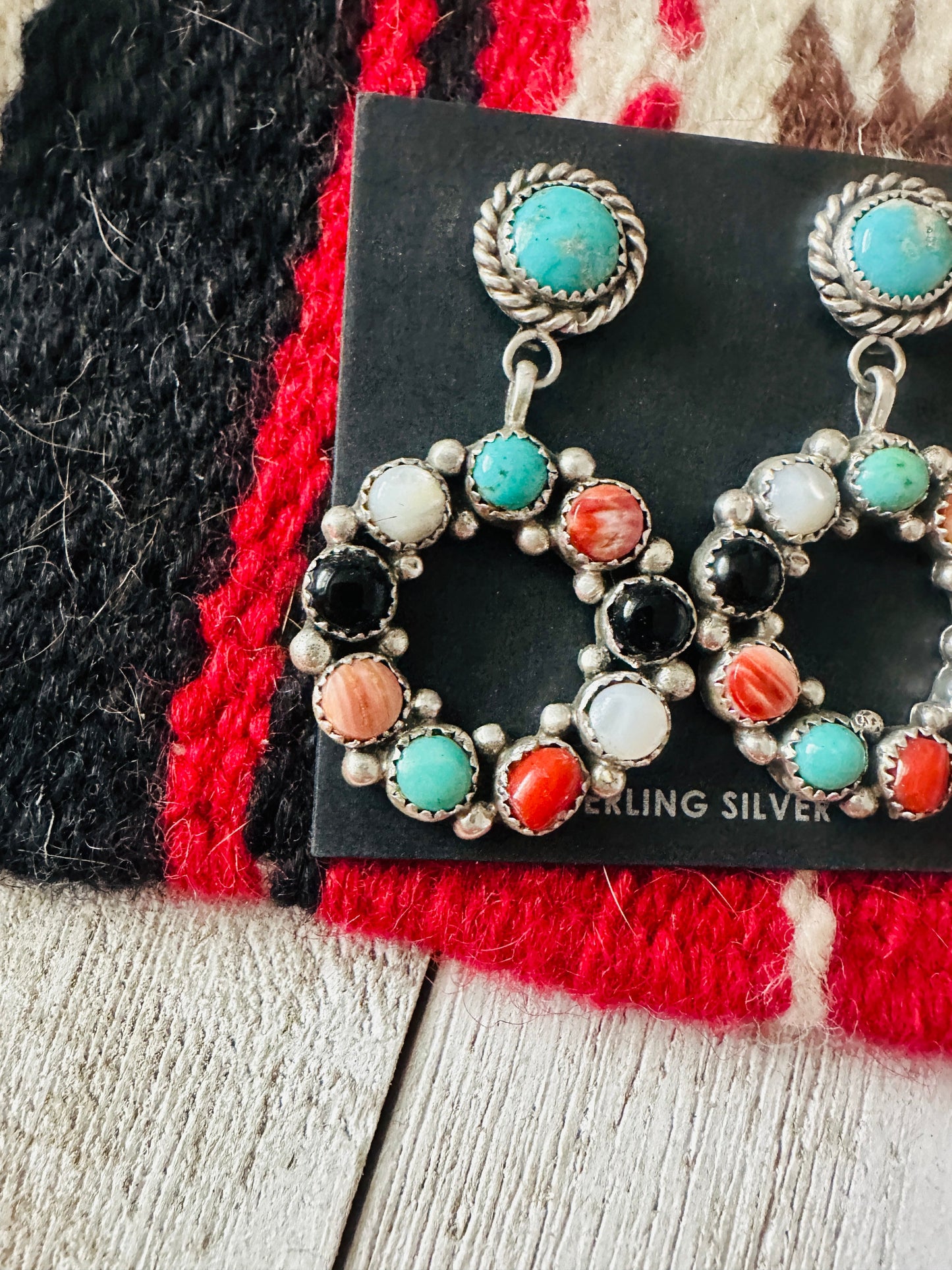 Handcrafted Sterling Silver & Multi Stone Dangle Earrings