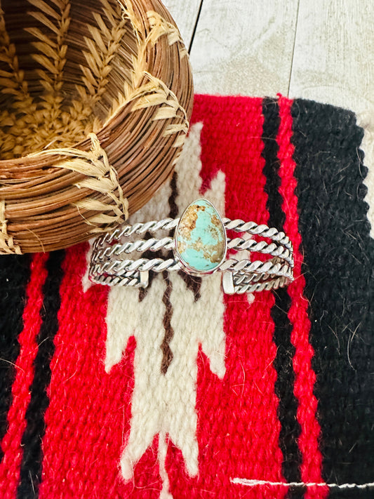 Handcrafted Royston Turquoise & Sterling Silver Cuff Bracelet