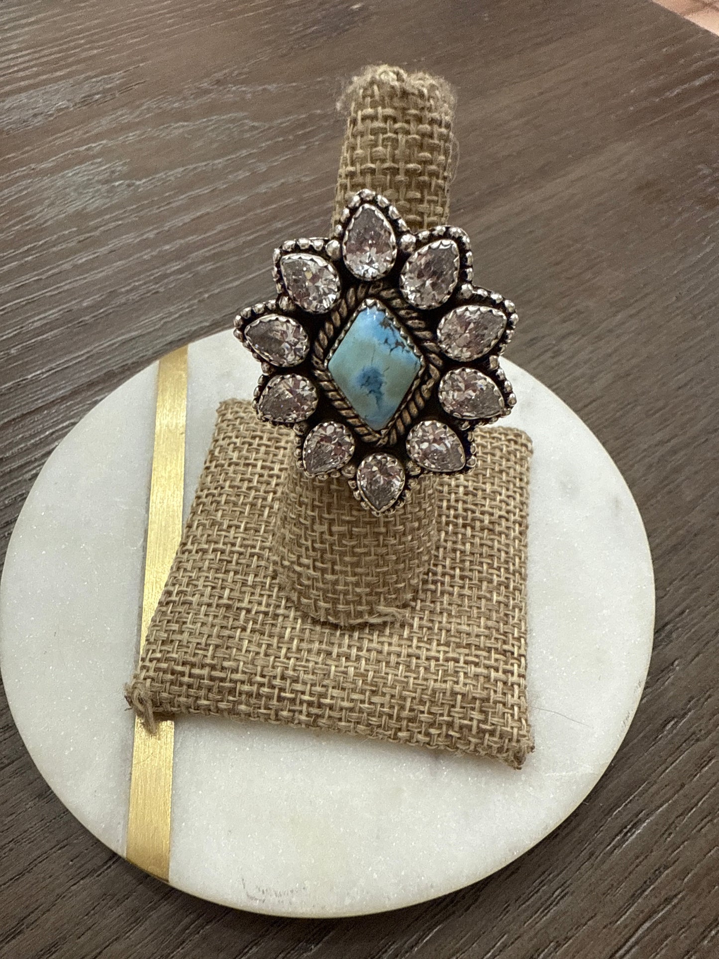 Handmade Adjustable Golden Hills Turquoise Sterling Silver Ring
