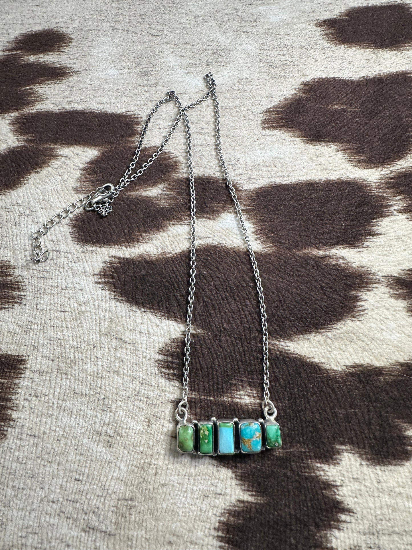 Handmade Sterling Silver & Sonoran Mountain Turquoise Bar Necklace