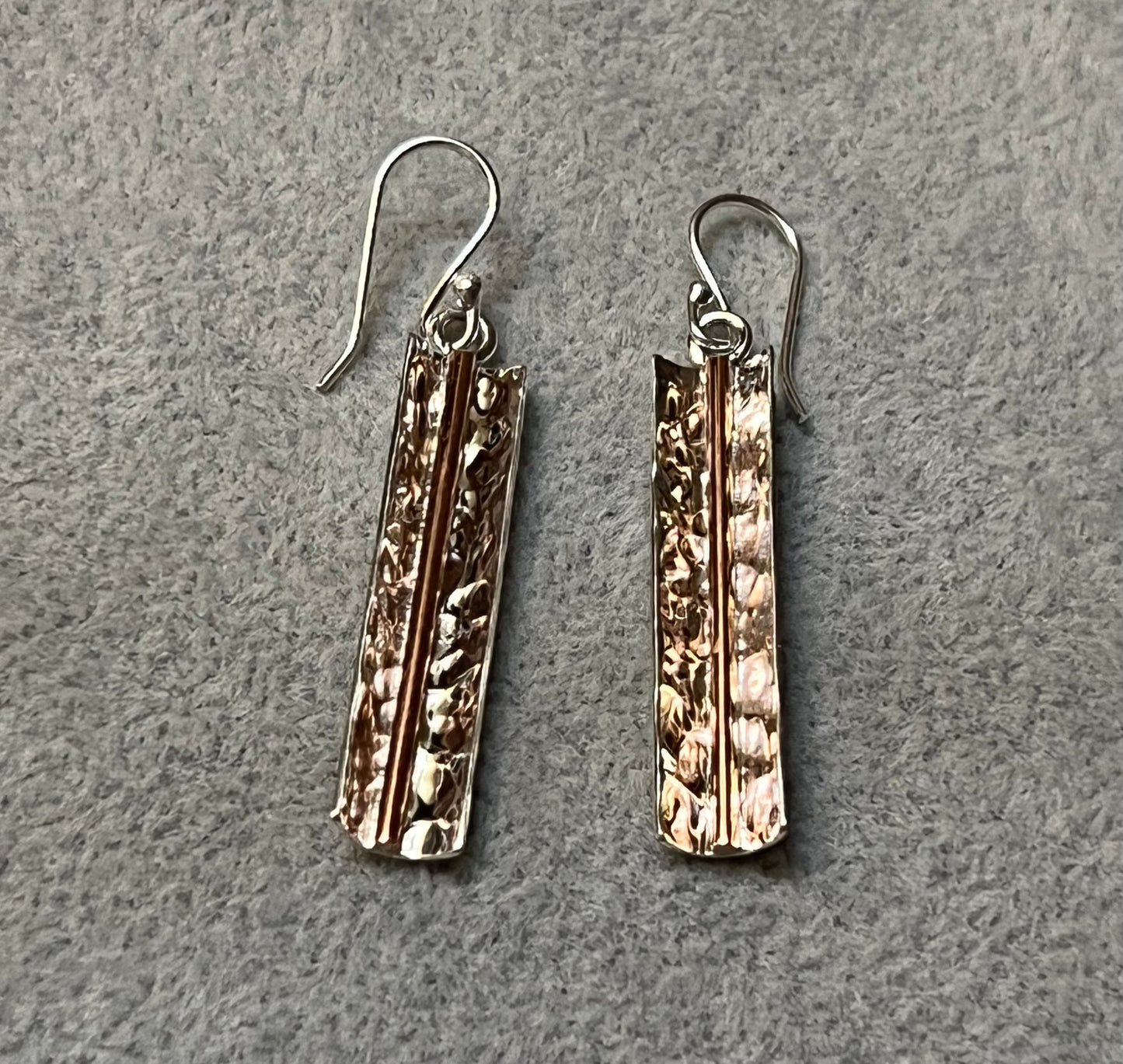 Copper Reflection Sterling Silver Earrings on Hook