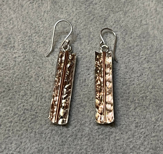 Copper Reflection Sterling Silver Earrings on Hook
