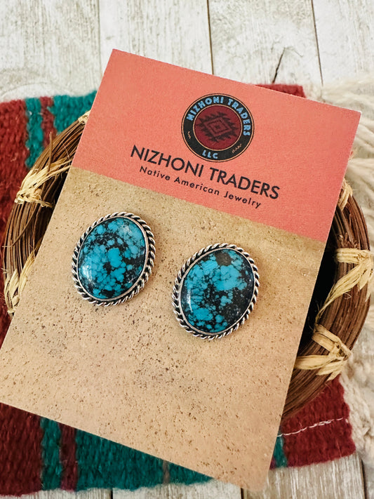 Handcrafted Turquoise & Sterling Silver Post Earrings