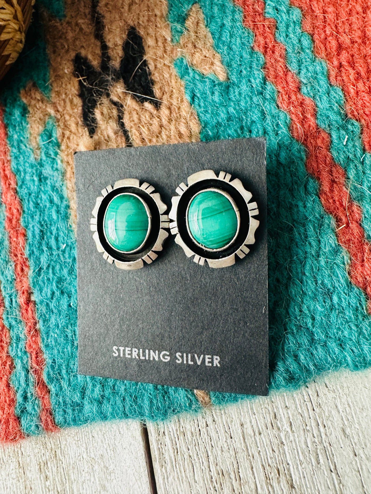 Handcrafted Malachite & Sterling Silver Post Earrings