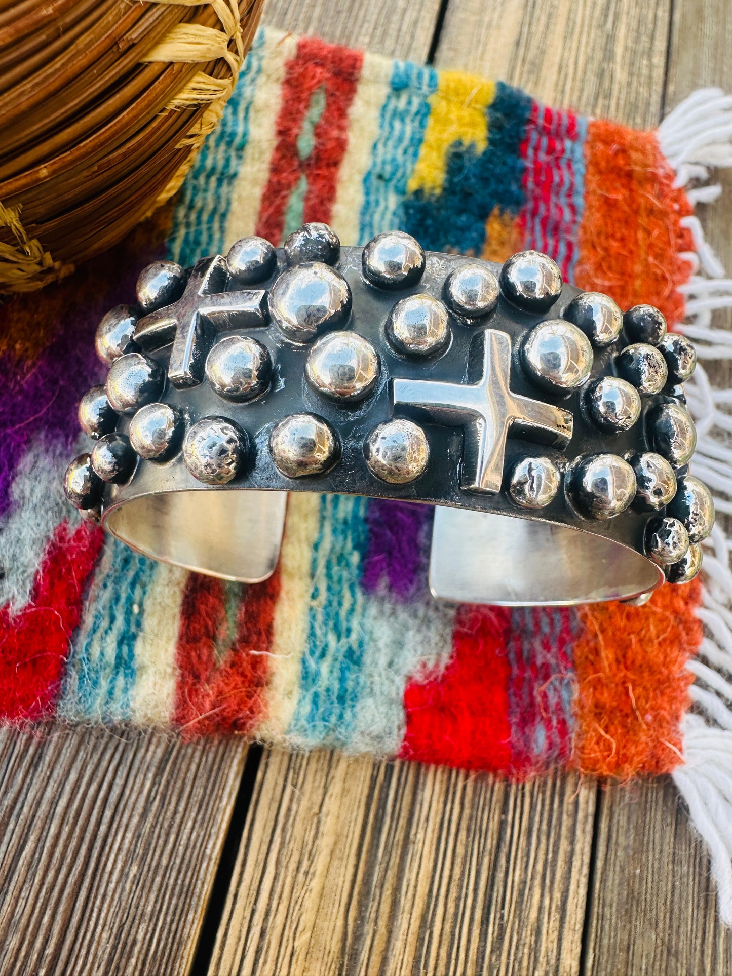 Handcrafted Sterling Silver Cross Cuff Bracelet By Chimney Butte