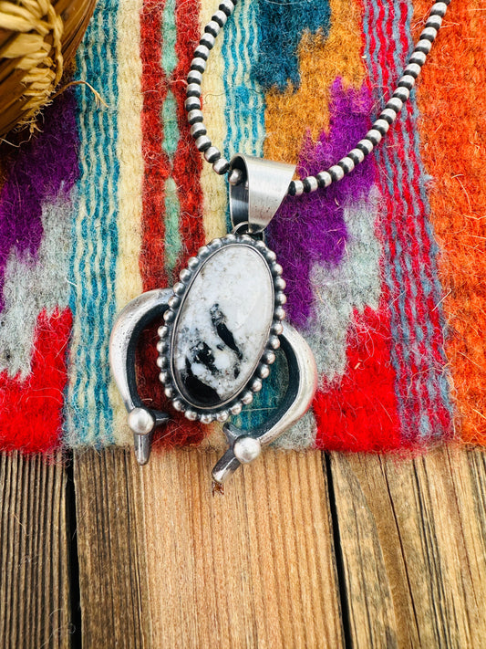 Handcrafted Sterling Silver & White Buffalo Naja Pendant by Chimney Butte