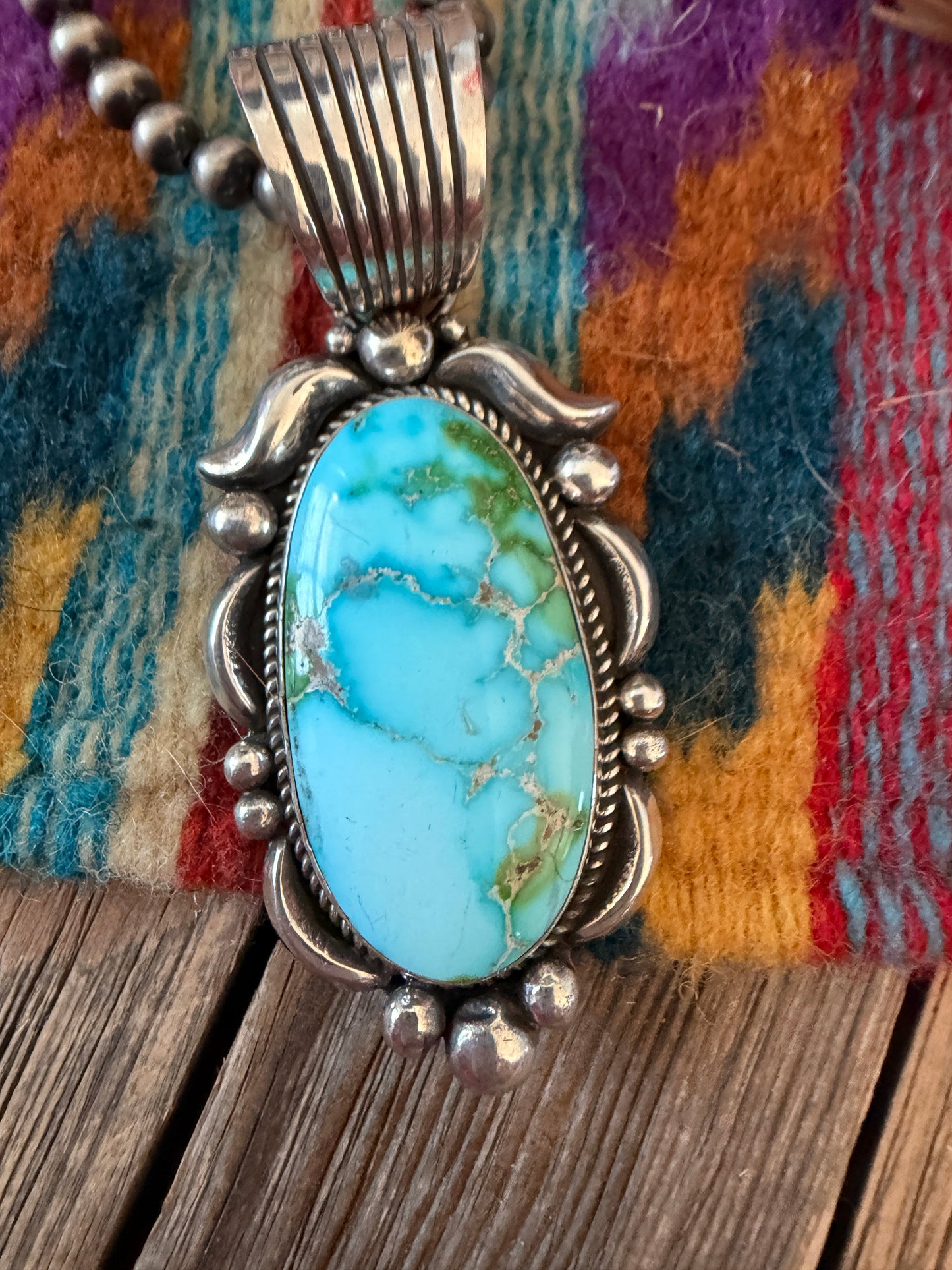 Handcrafted Sterling Silver & Sonoran Mountain Turquoise Pendant by Albert Jake