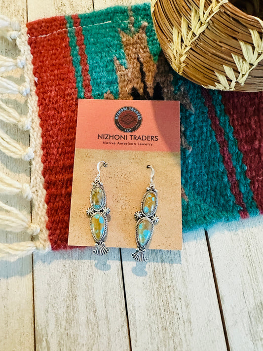 Handcrafted Number 8 Turquoise & Sterling Silver Dangle Earrings