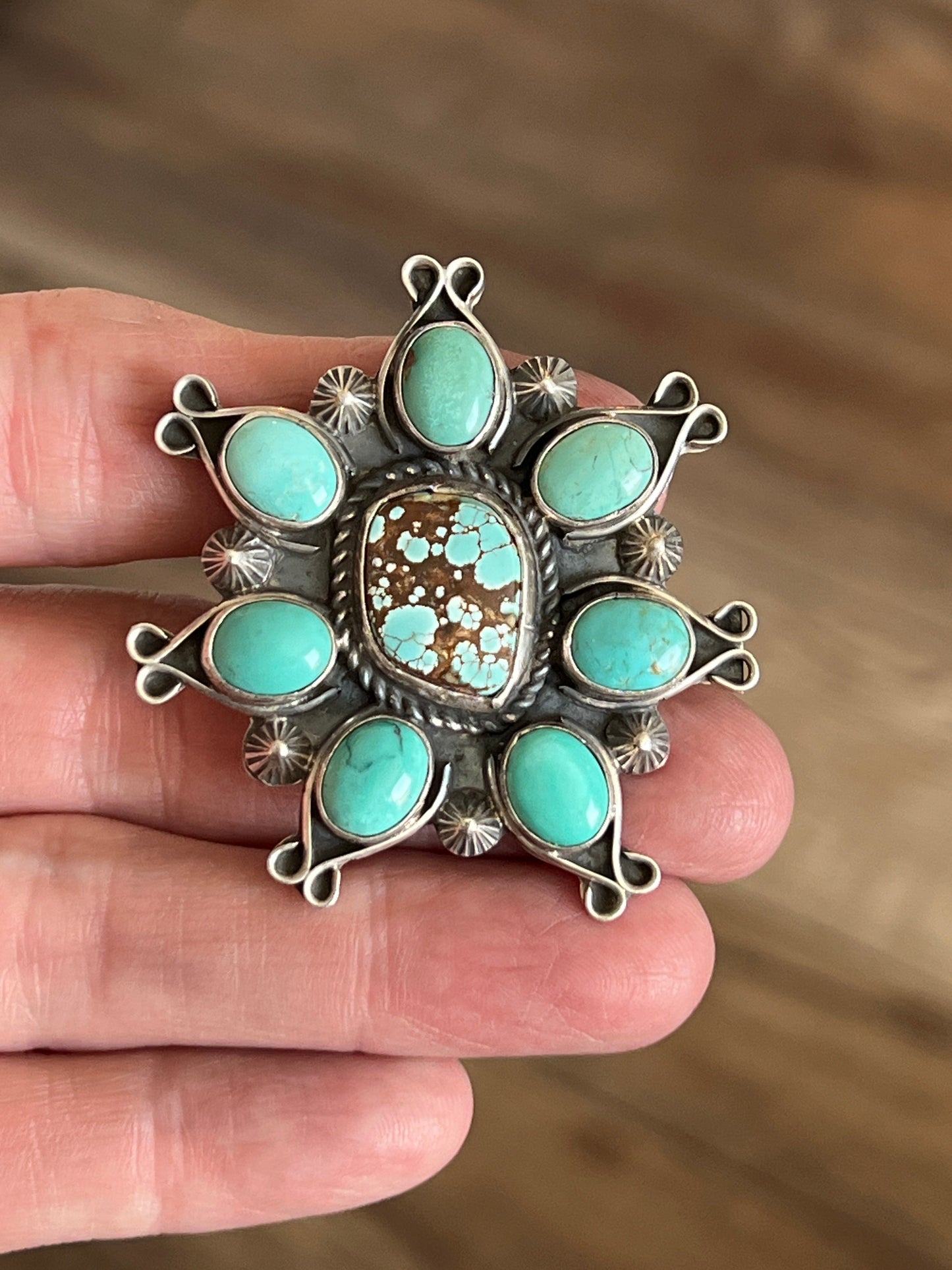 Rosella Paxson Number 8 and Hubei Turquoise Cluster Ring