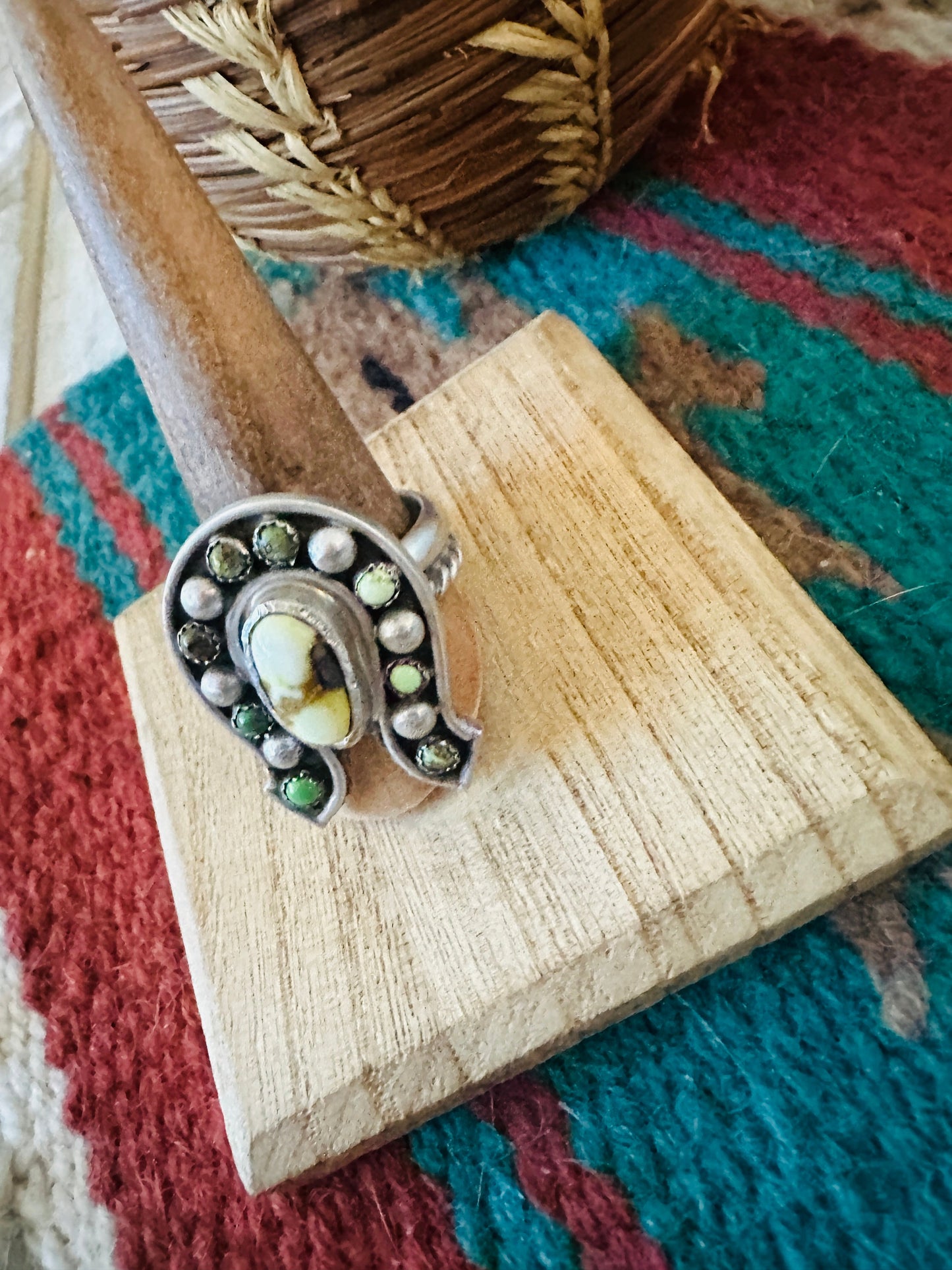 Handcrafted Sterling Silver & Turquoise Adjustable Horseshoe Ring