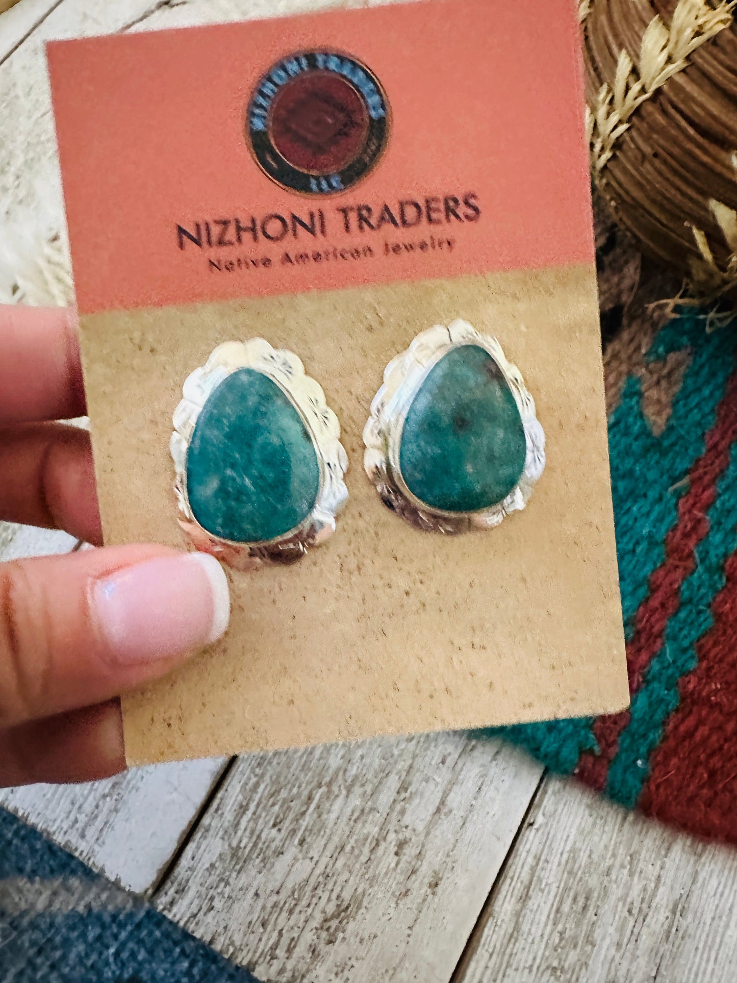 Handcrafted Turquoise & Sterling Silver Concho Post Earrings