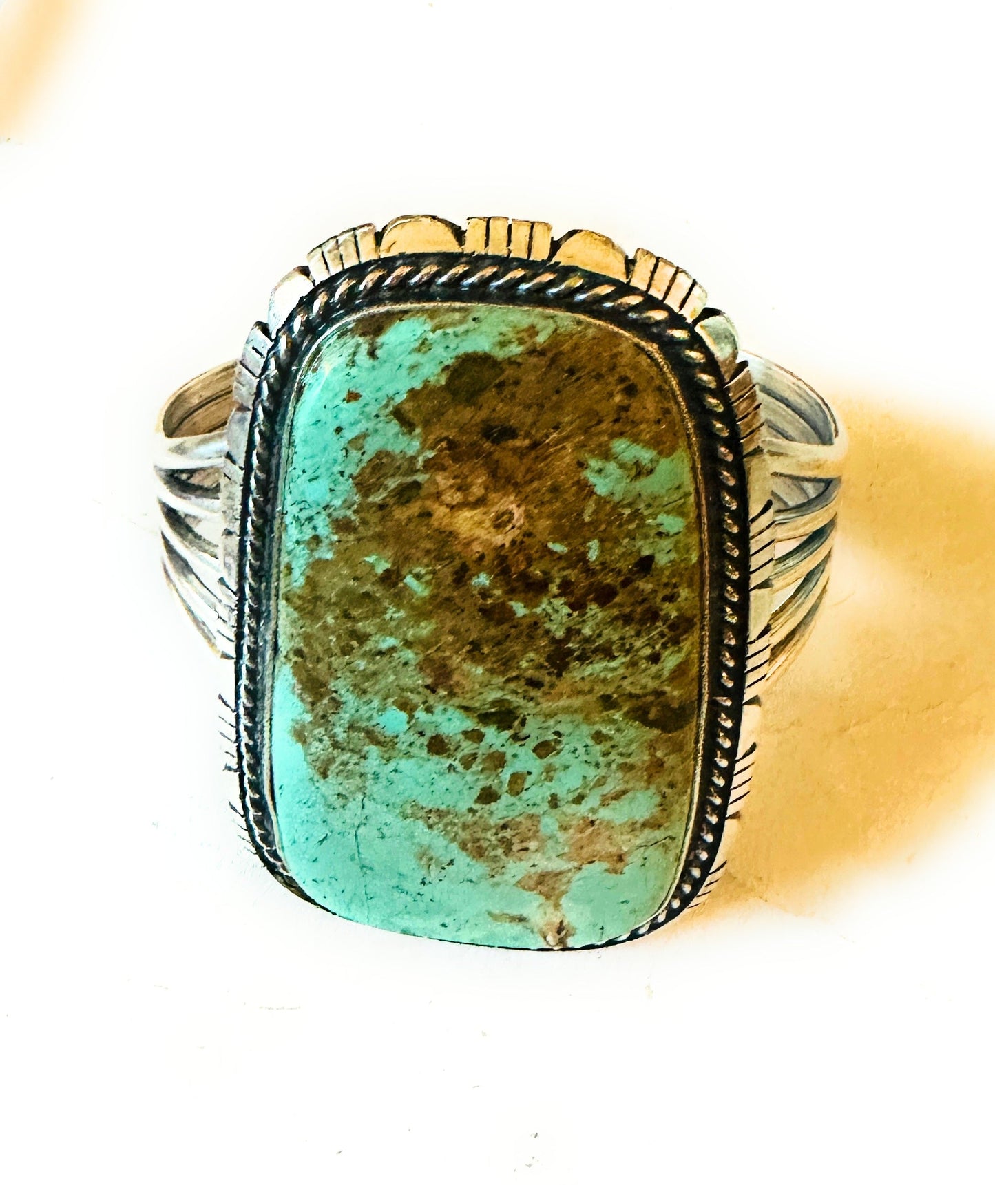 Handcrafted Sterling Silver & Number 8 Turquoise Cuff Bracelet