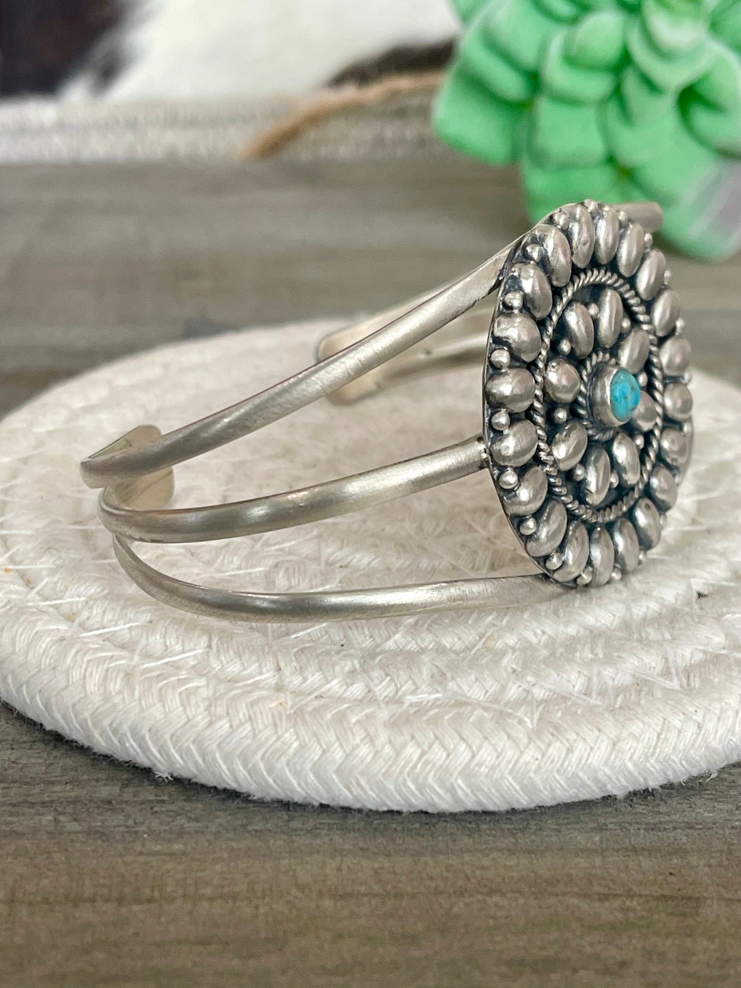 Nizhoni Handmade Sterling Silver & Turquoise Adjustable Cuff Bracelet