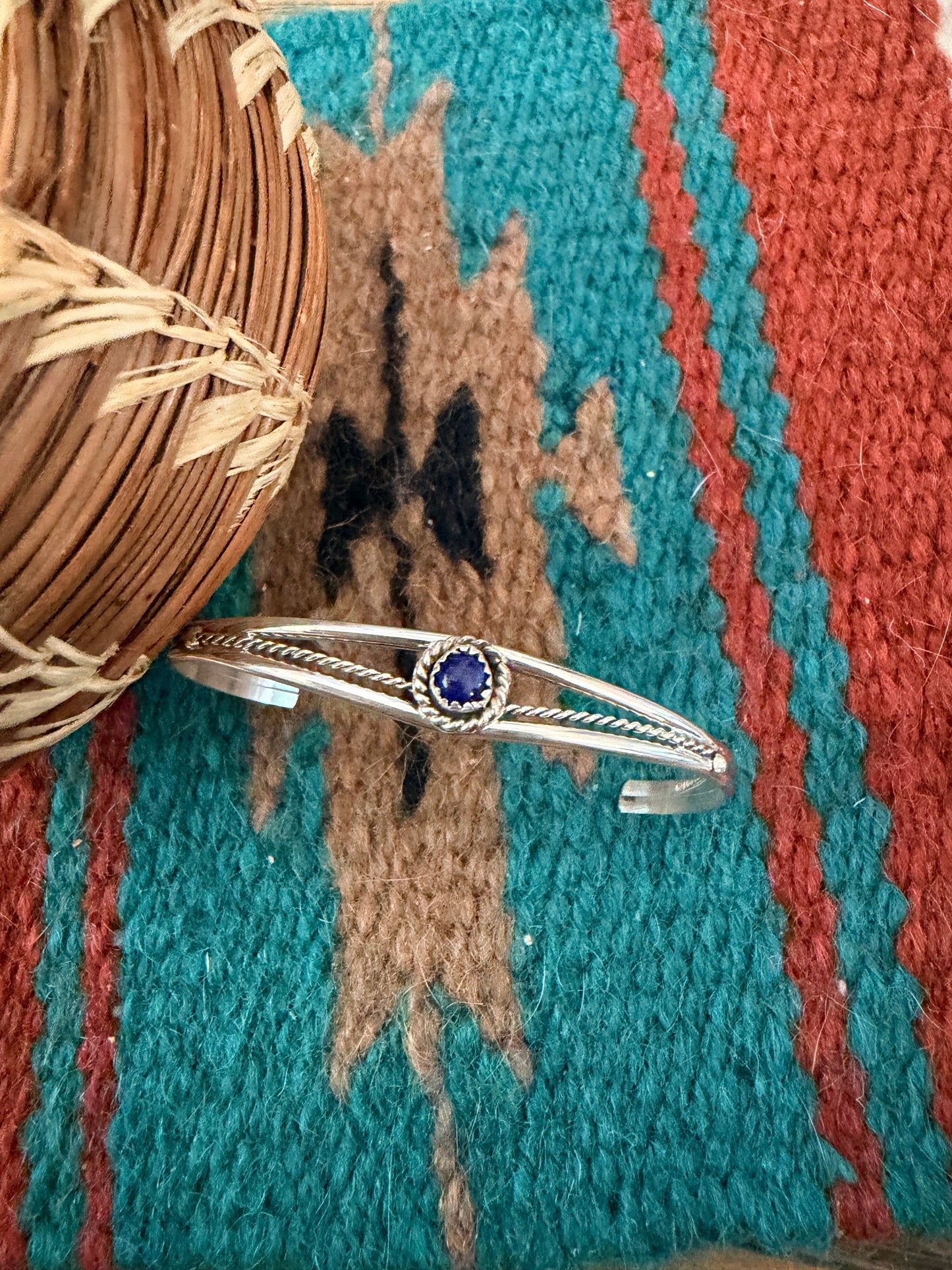 Handcrafted Lapis & Sterling Silver Baby Cuff Bracelet