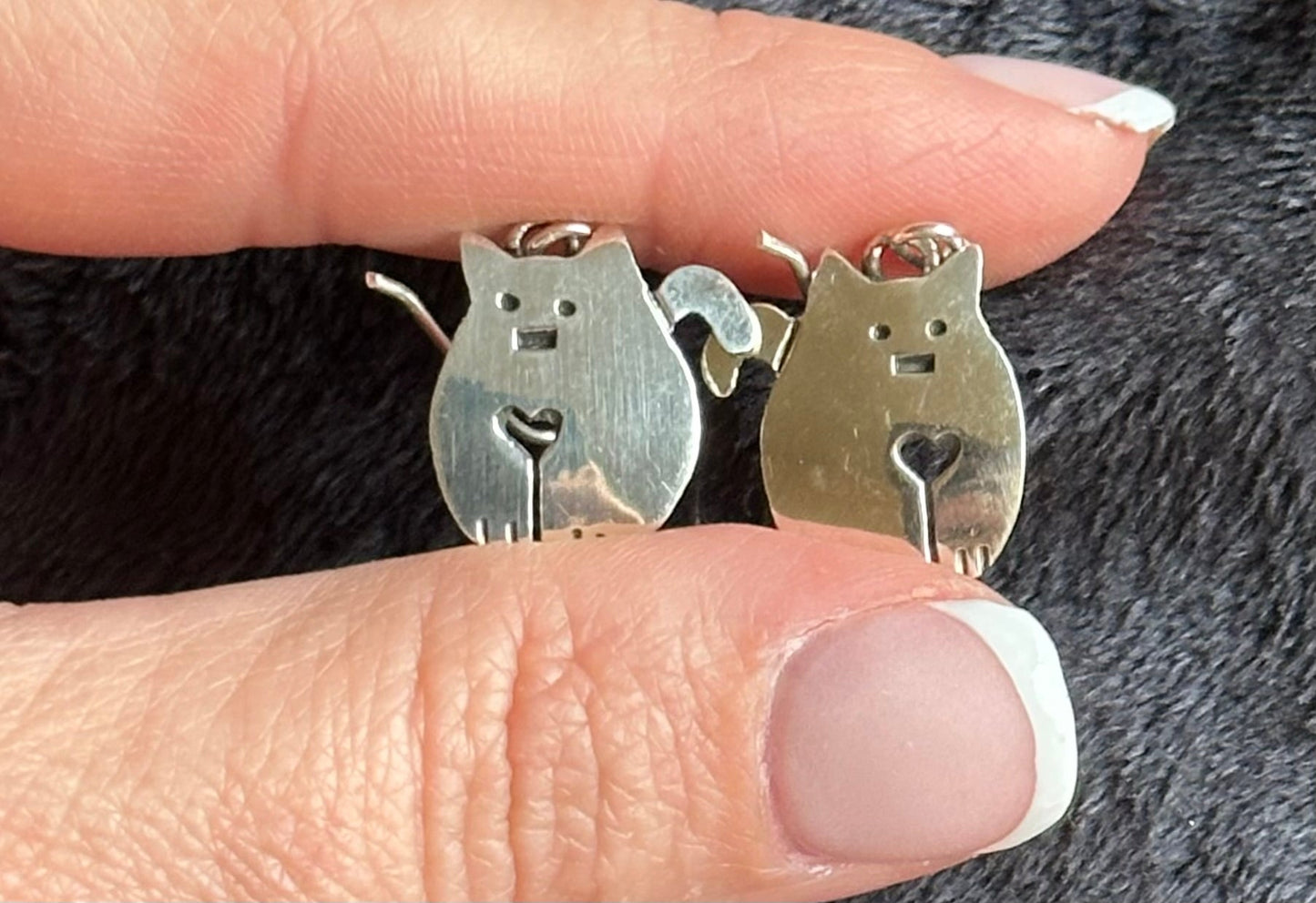 Fat Cat Sterling Silver Earrings