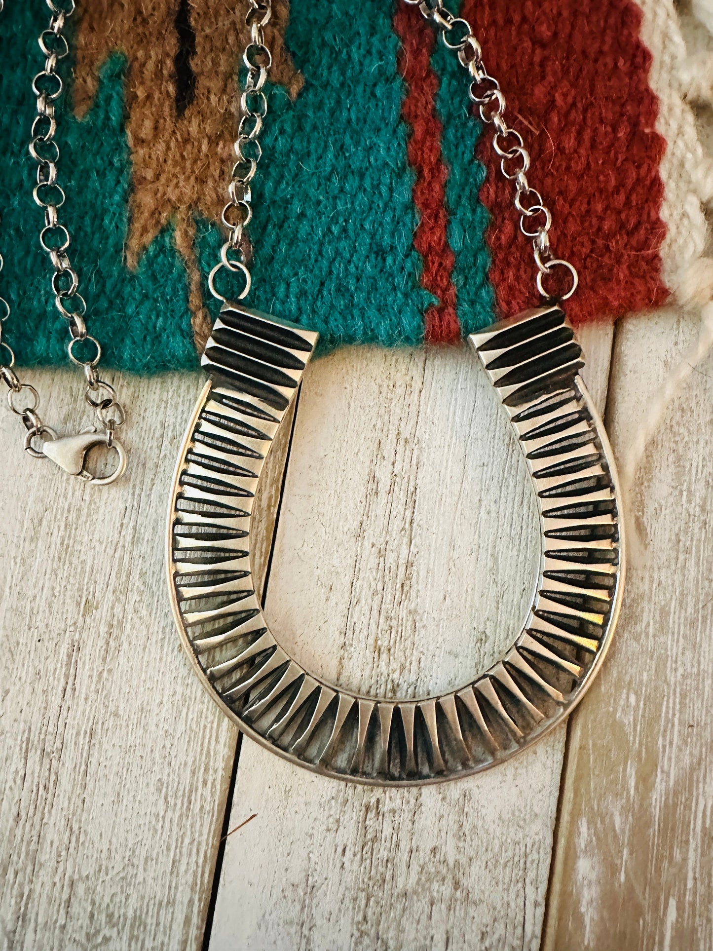 Navajo Sterling Silver Horseshoe Necklace