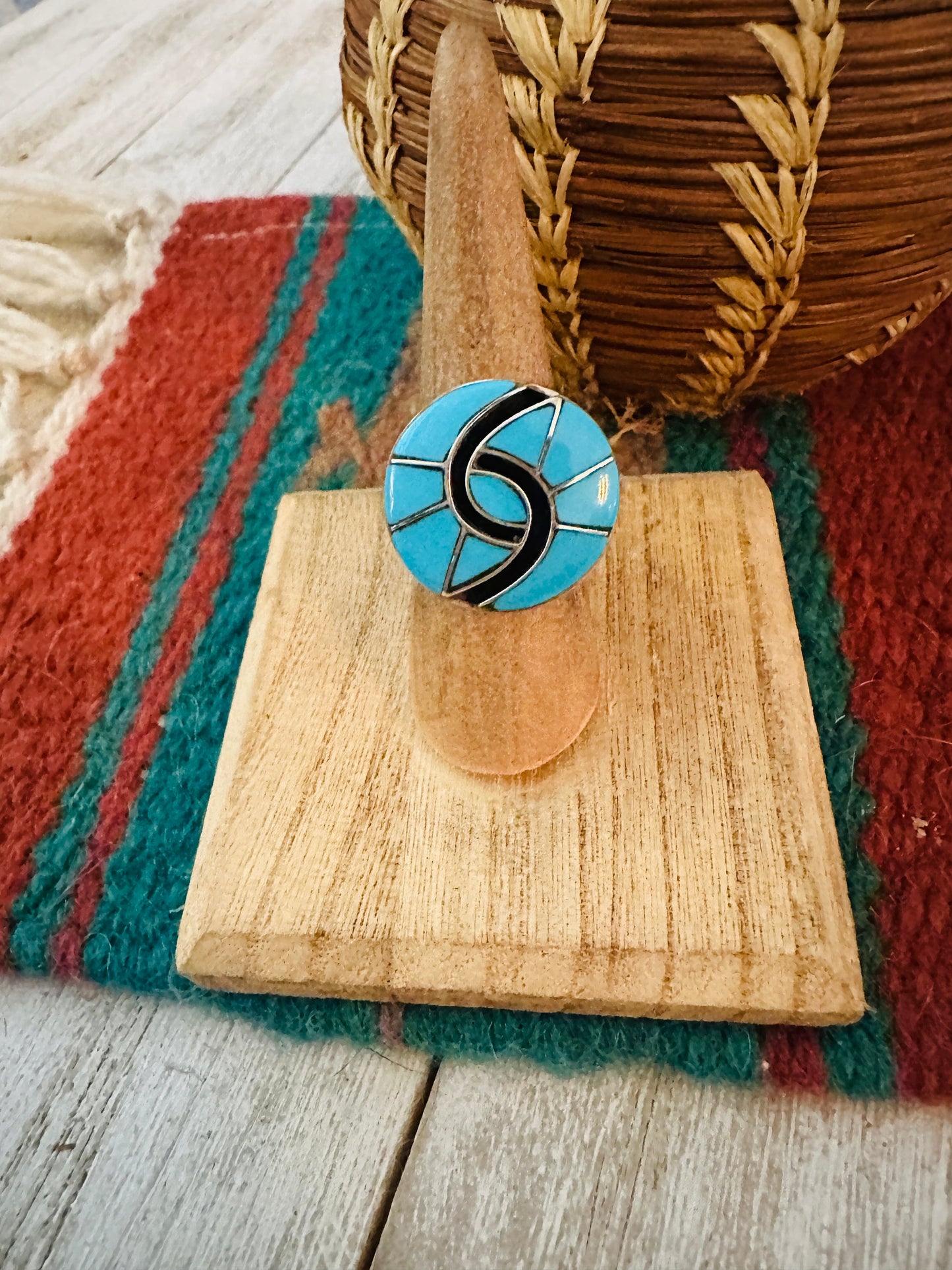 Handcrafted Sterling Silver Turquoise Inlay Ring