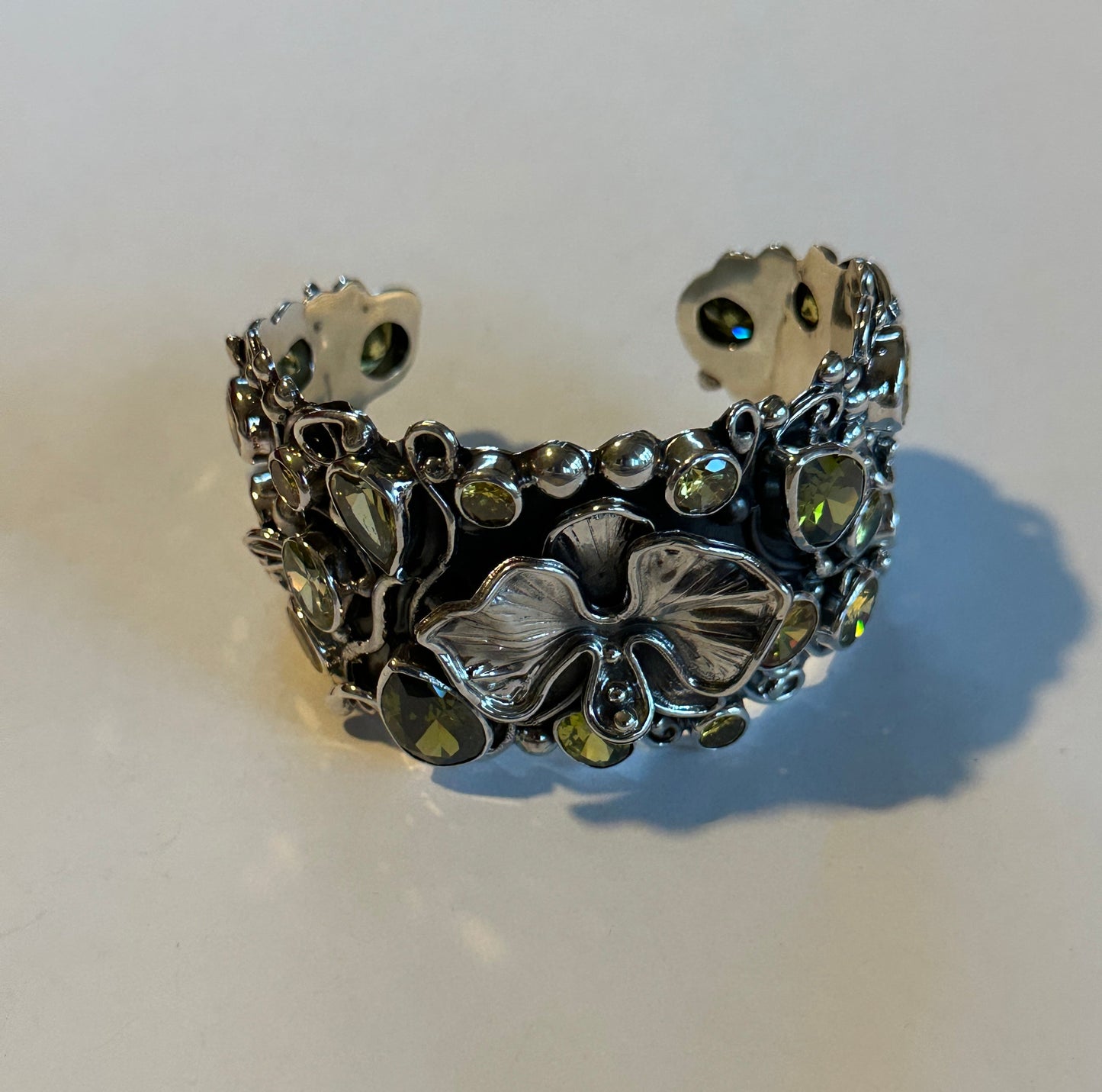 Orchid Sterling Silver Cuff with Crystals
