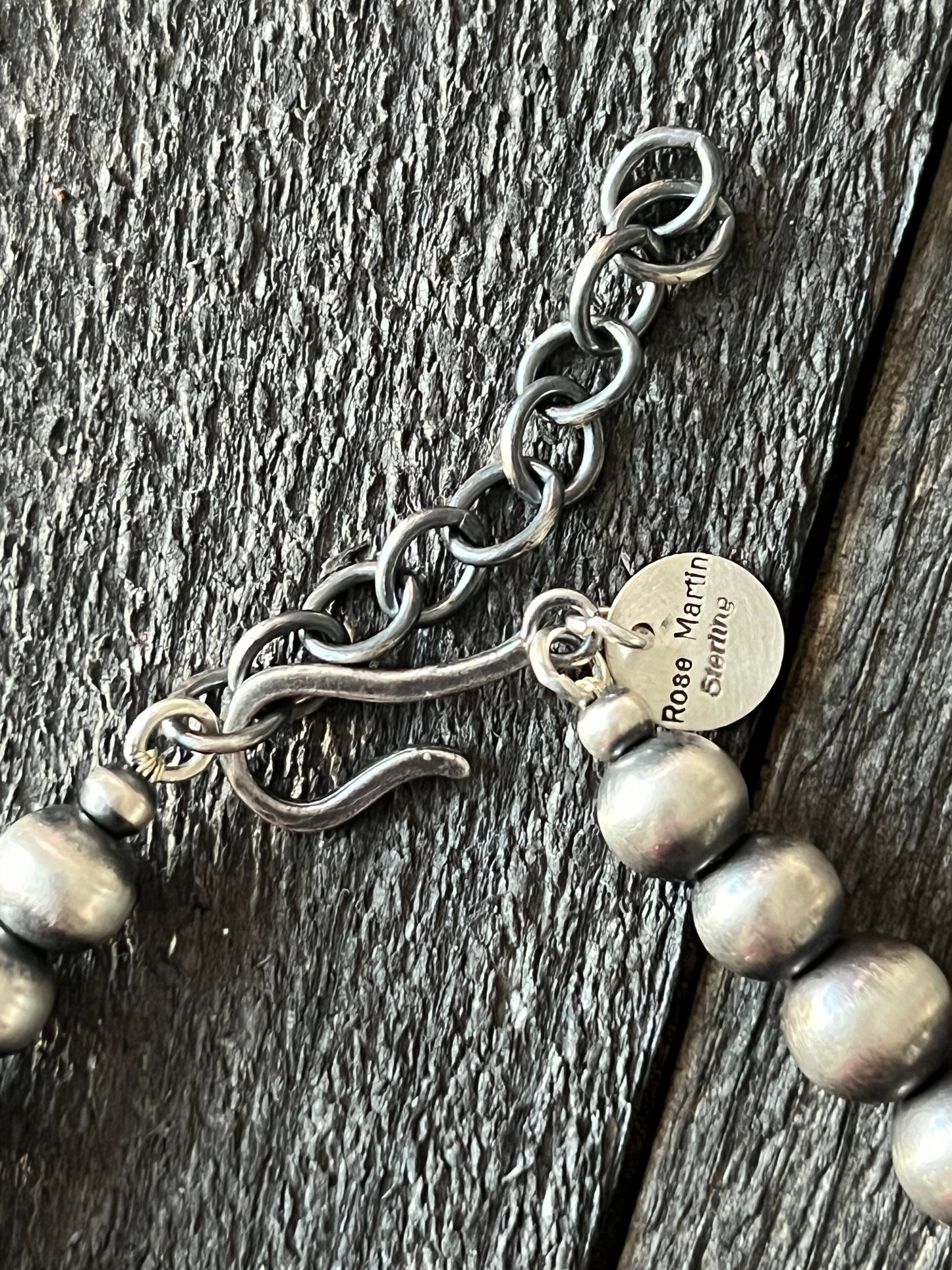 Handcrafted Sterling Silver Single Strand Beaded Statement Necklace by Rose Martin, 20” + 2”