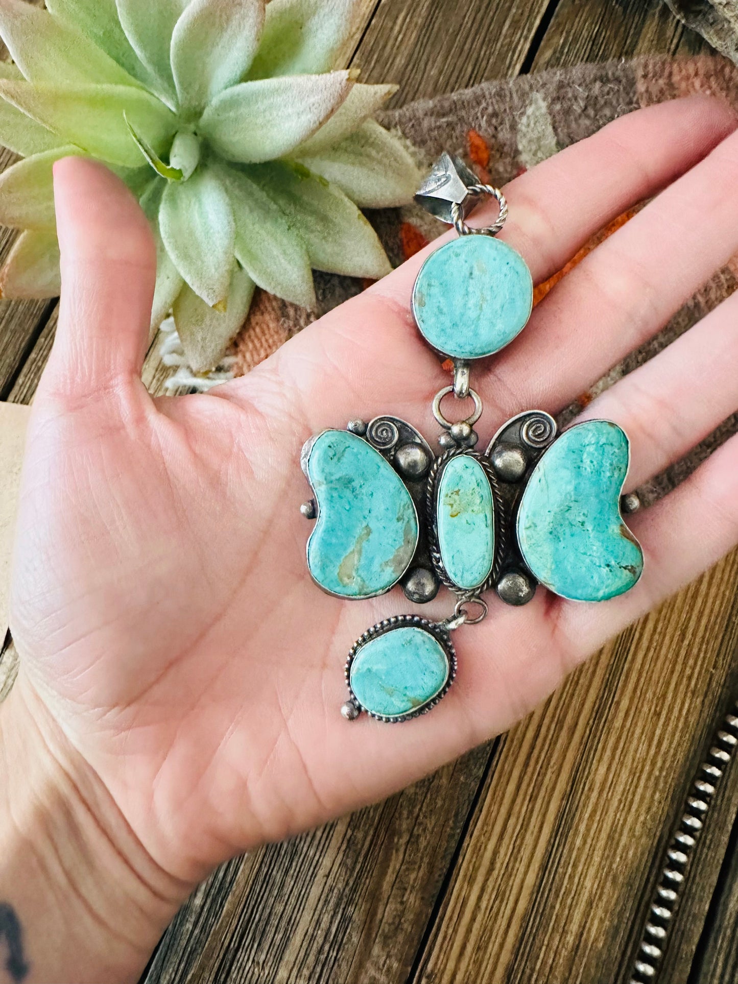 Handcrafted Royston Turquoise and Sterling Silver Pendant by Jacqueline Silver