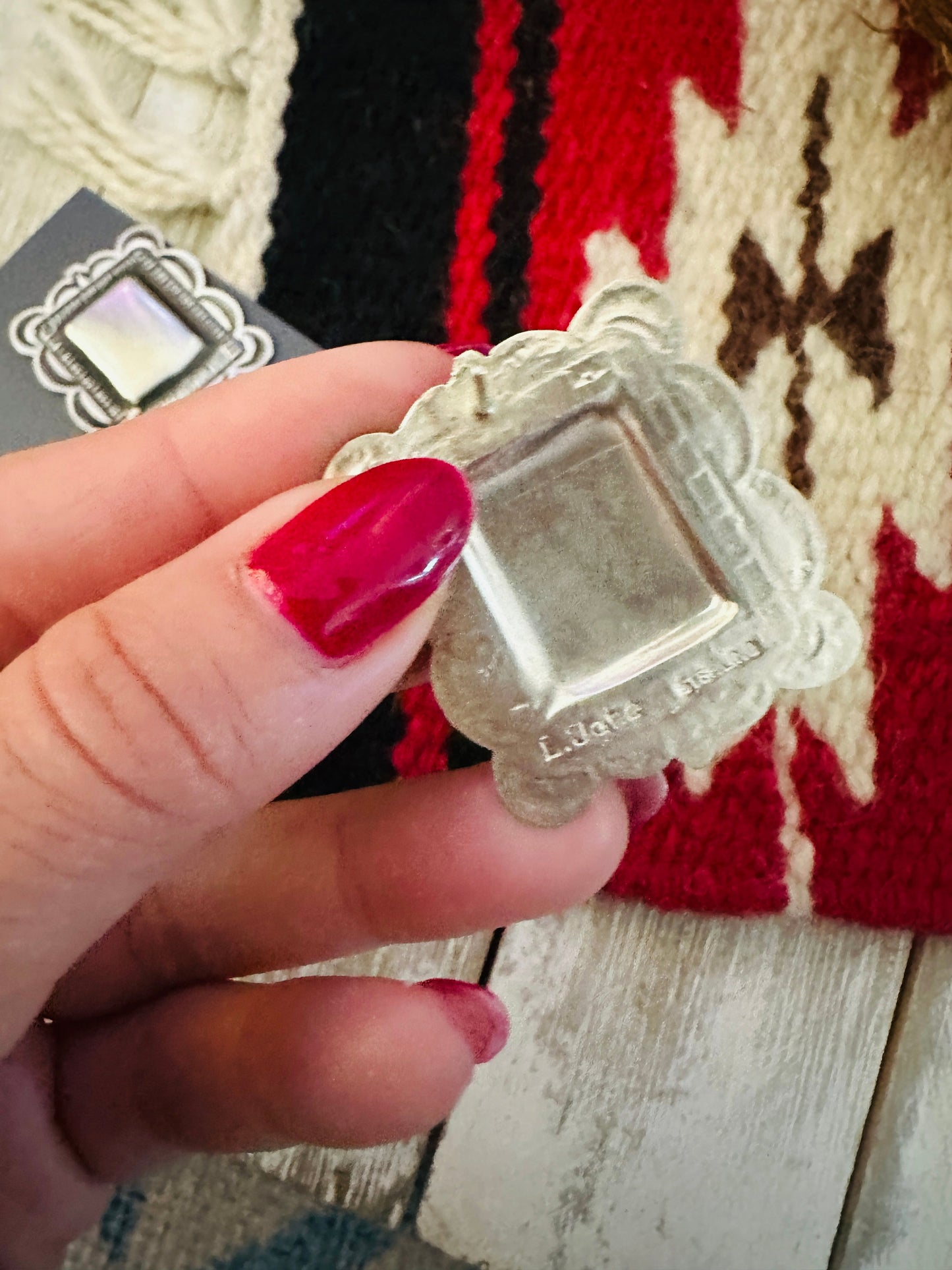 Handcrafted Sterling Silver Concho Post Earrings by Leander Tahe