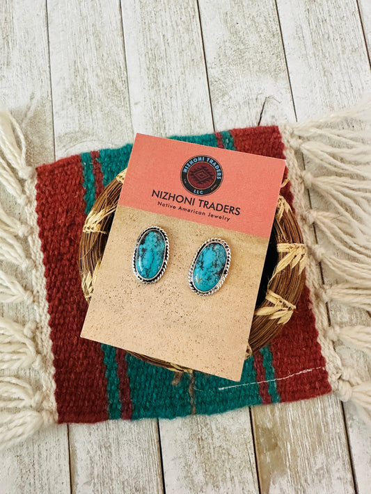 Handcrafted Turquoise & Sterling Silver Post Earrings