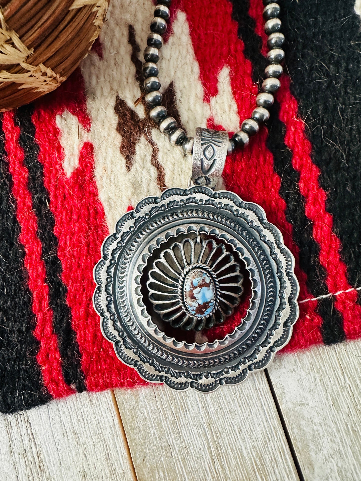 Handcrafted Sterling Silver & Golden Hills Turquoise Pendant by Kevin Billah