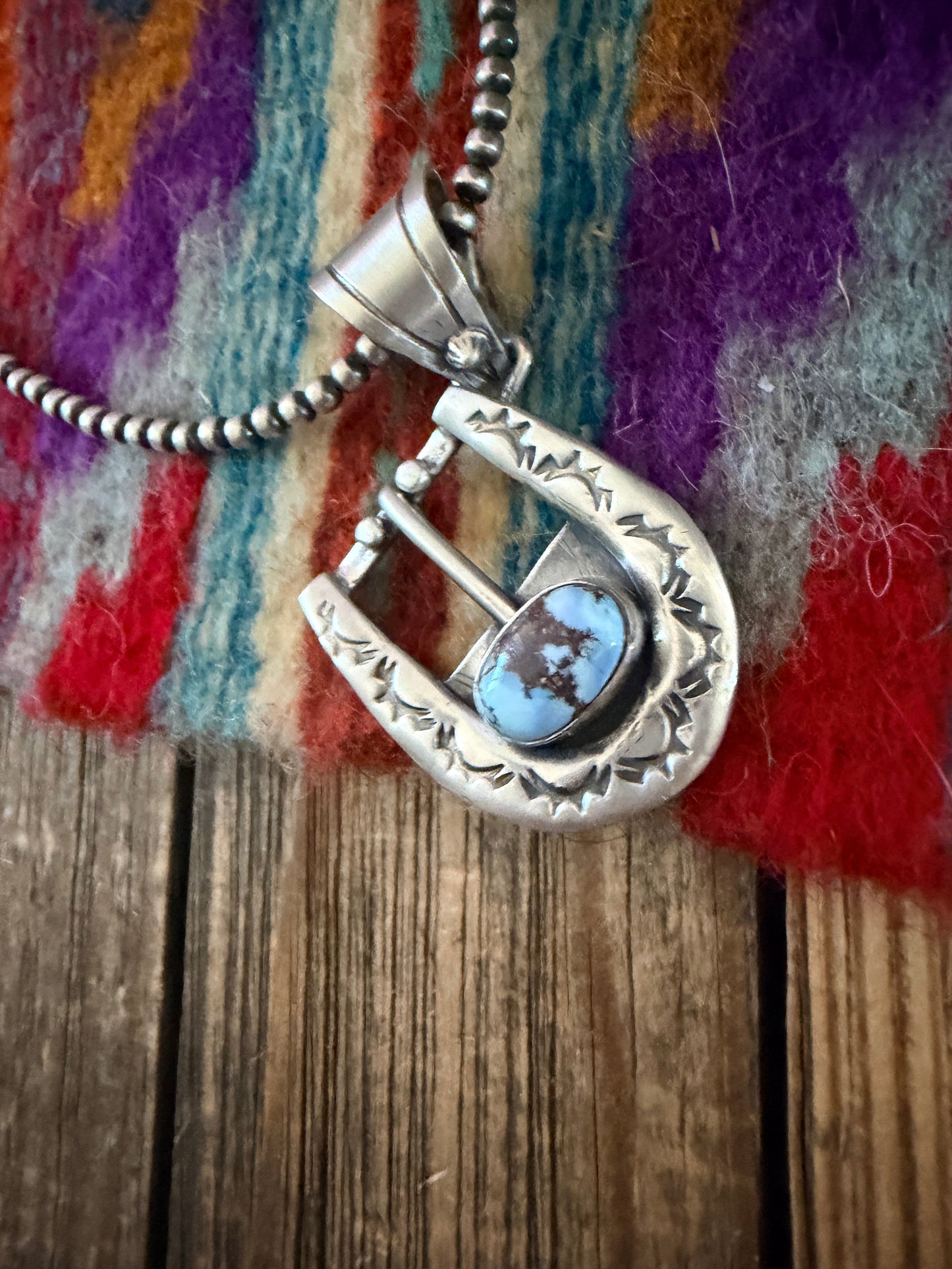 Handcrafted Sterling Silver & Turquoise Belt Buckle Pendant by Leroy James