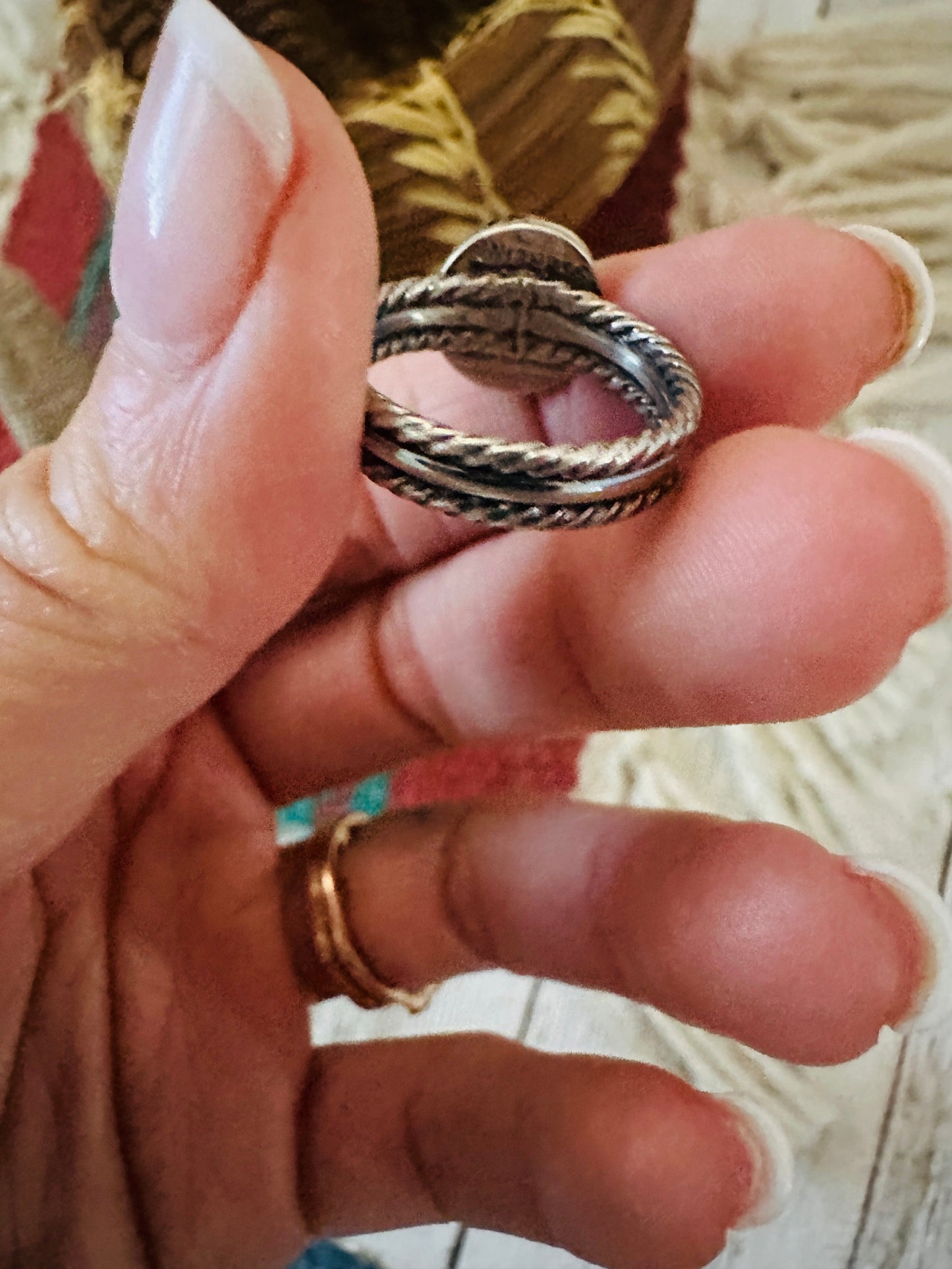 Handcrafted Turquoise & Sterling Silver Ring Size 6.5