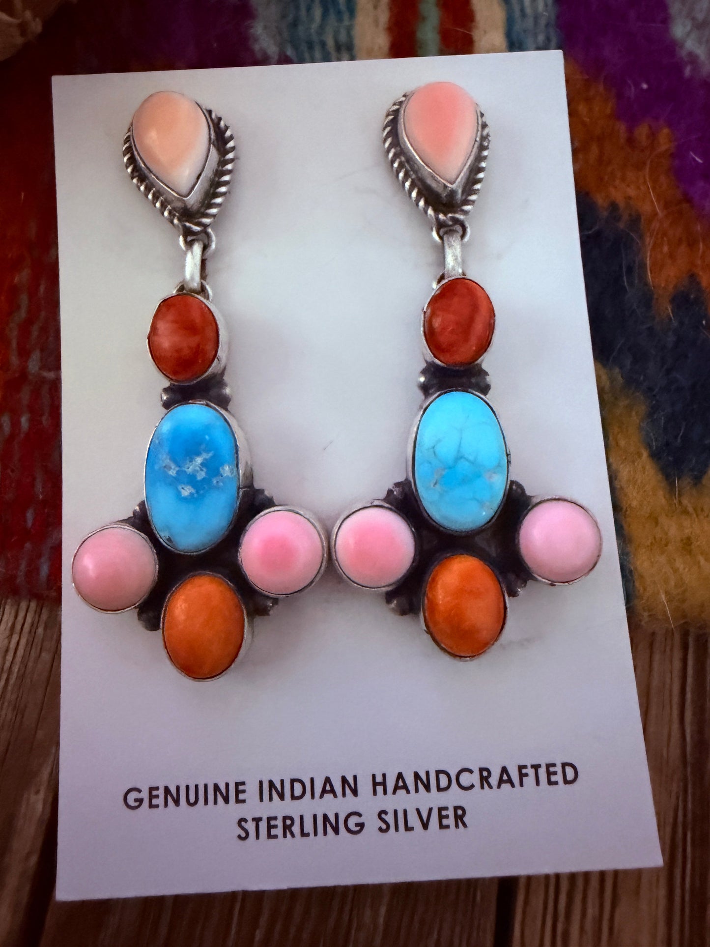 Handcrafted Multi Stone & Sterling Silver Dangle Earrings